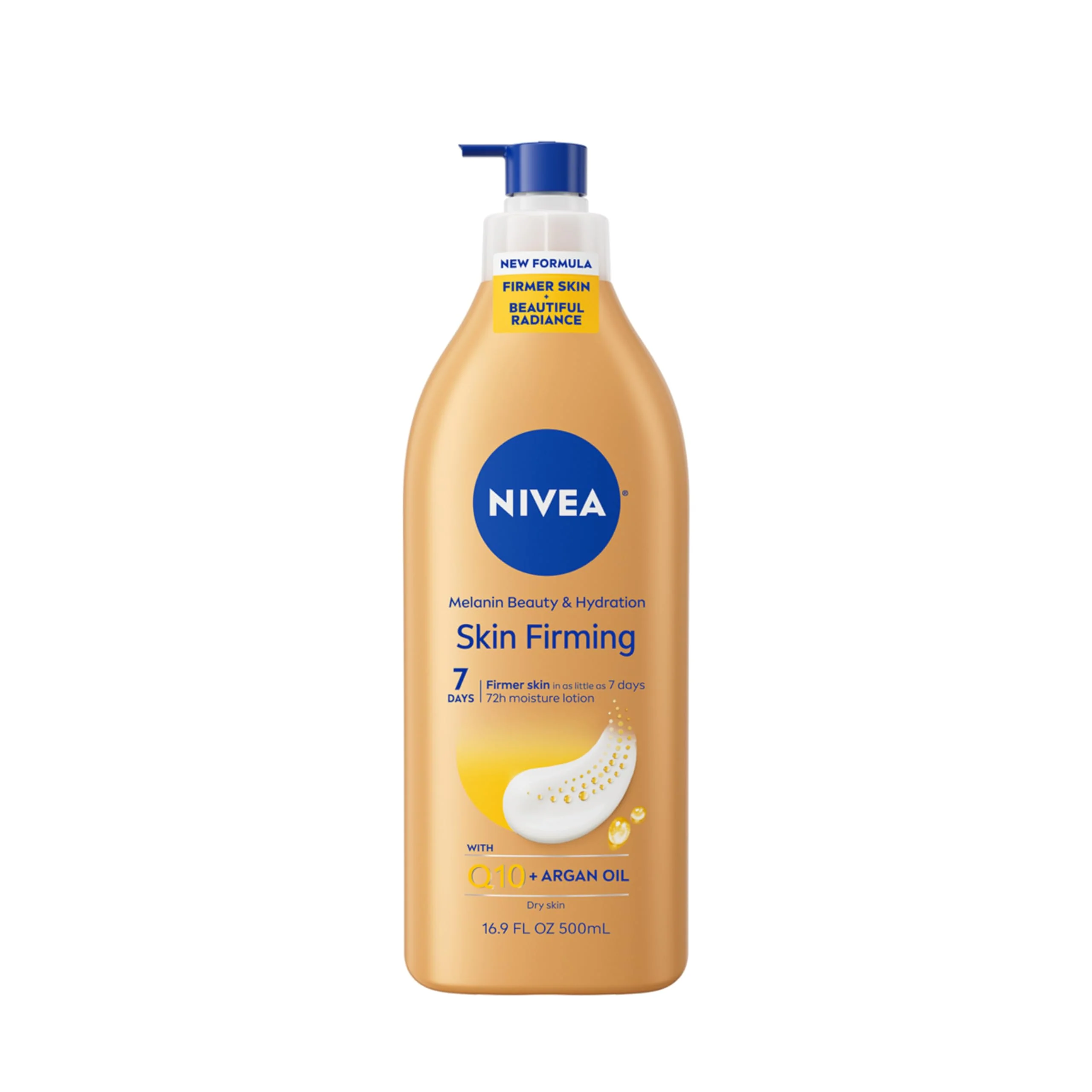Trusted NIVEA Skin Firming Melanin Beauty Hydration Body Lotion with Q10 and Argan Oil Firmer Skin in as Little As Seven Days 16.9 Fl Oz Pump Bottle Official