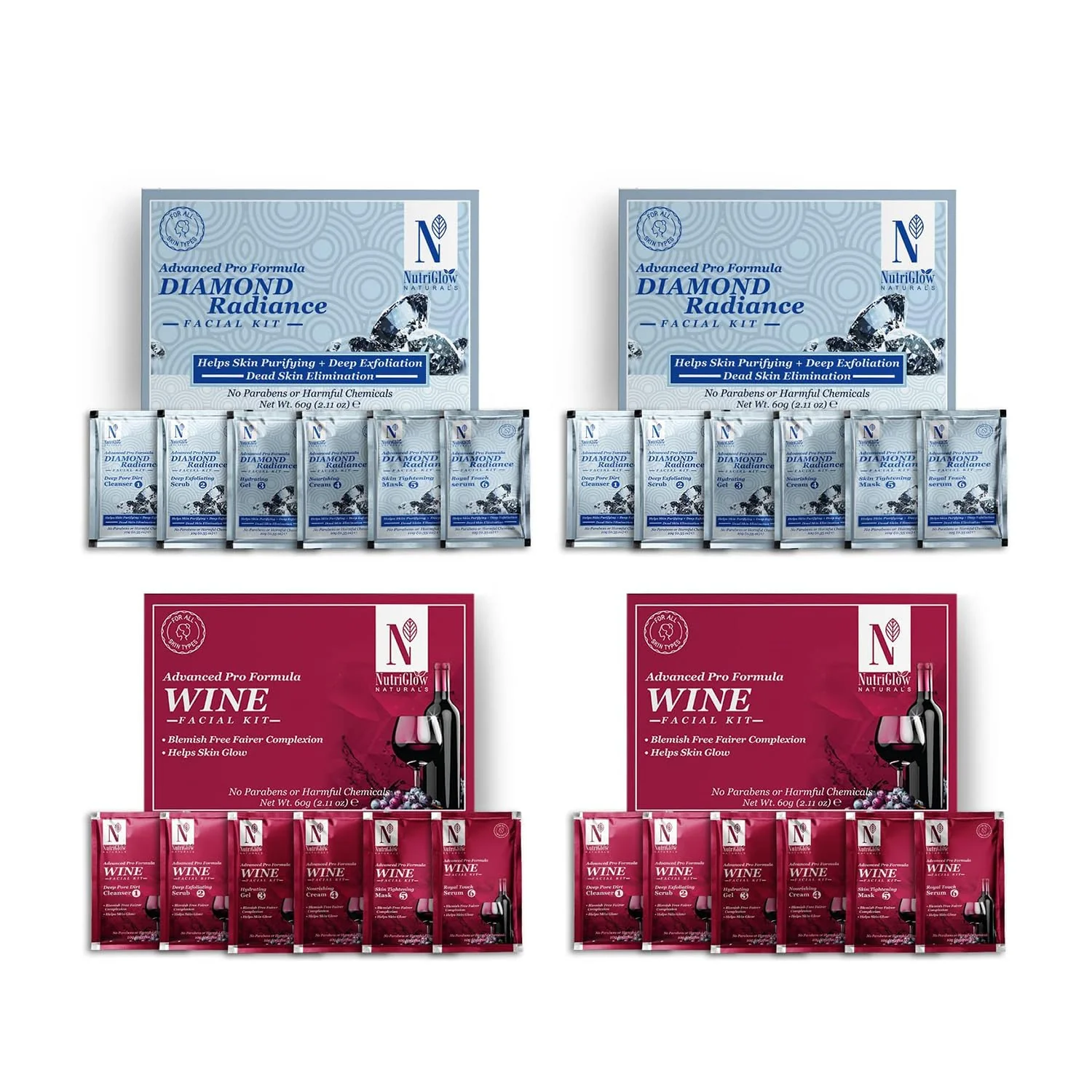 Artisan NutriGlow NATURAL'S Advanced Pro Formula Diamond Radiance Facial Kit Wine Facial Kit For Acne Spot Reduces Pigmentation Removes Blackheads Relaxed