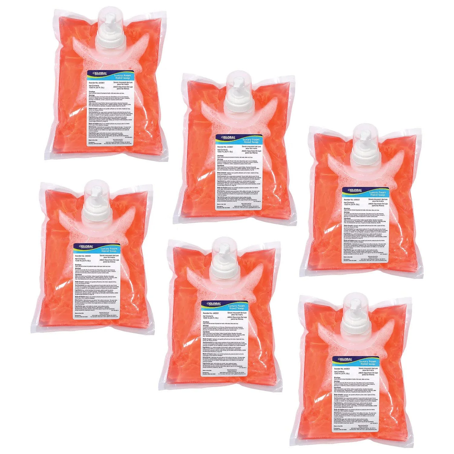Fine Global Industrial Luxury Foam Hand Soap 1250ml Refill 6 Refills Case Fine Crafted