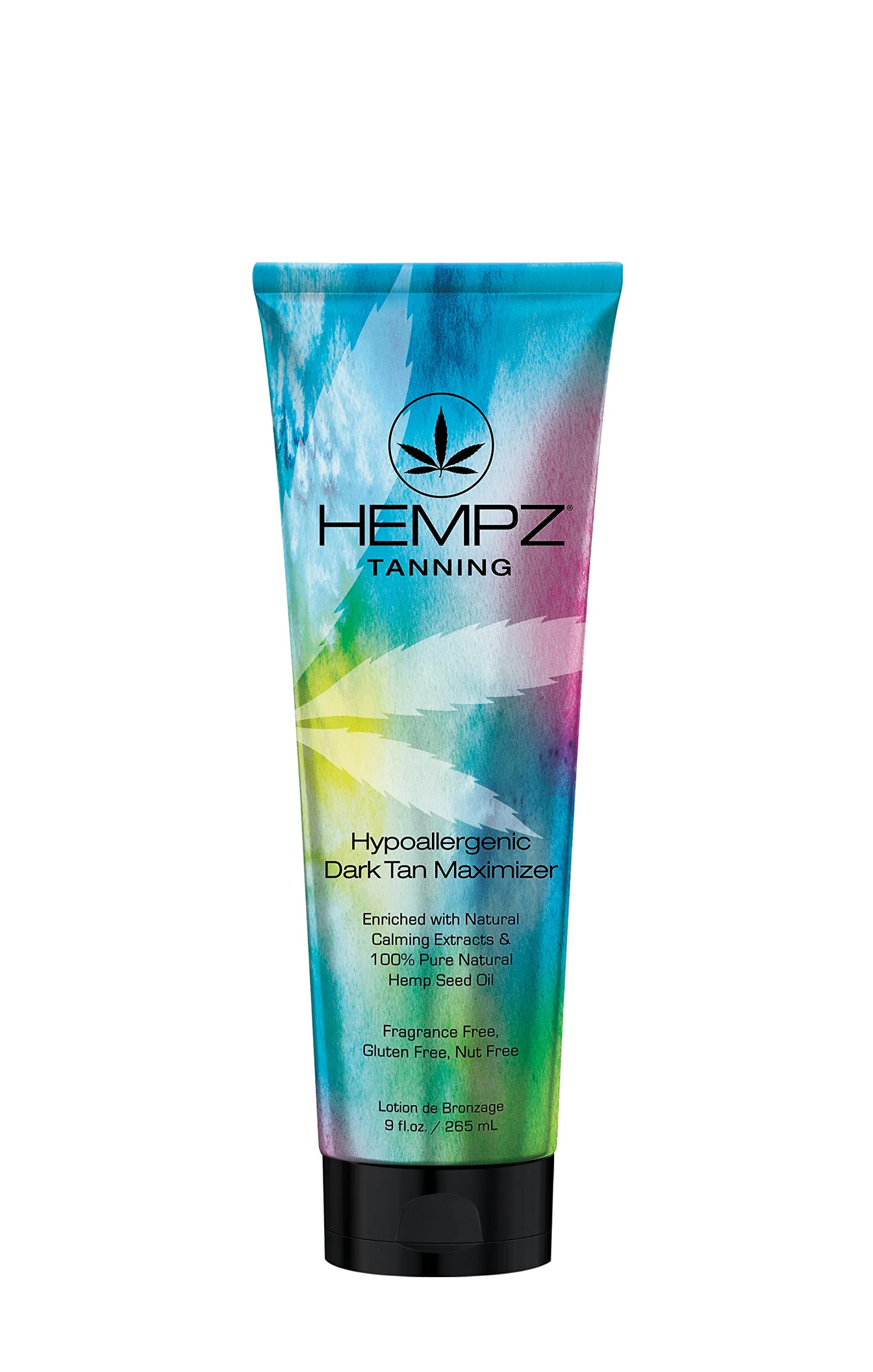 Long-Lasting HEMPZ Hypoallergenic Dark Tan Maximizer - Herbal Moisturizing Self Tanning Lotion - Fragrance for Tanning Beds Beach Sun 9 Fl OZ Crafted