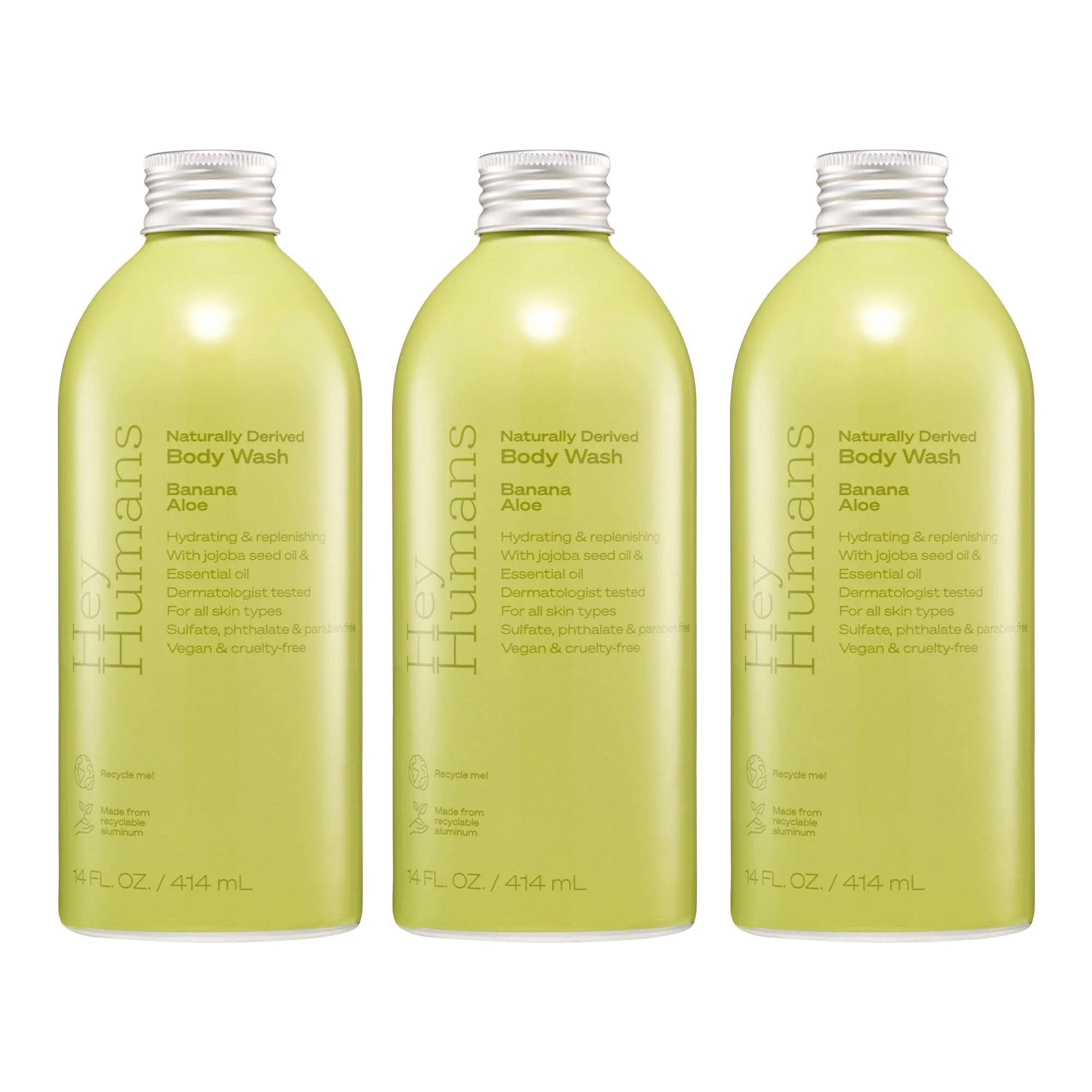 Hey Humans Banana Aloe Moisturizing Body Wash with Natural Ingredients Jojoba Oil Clean Vegan Sulfate Bath Body Wash for Women Men Smart