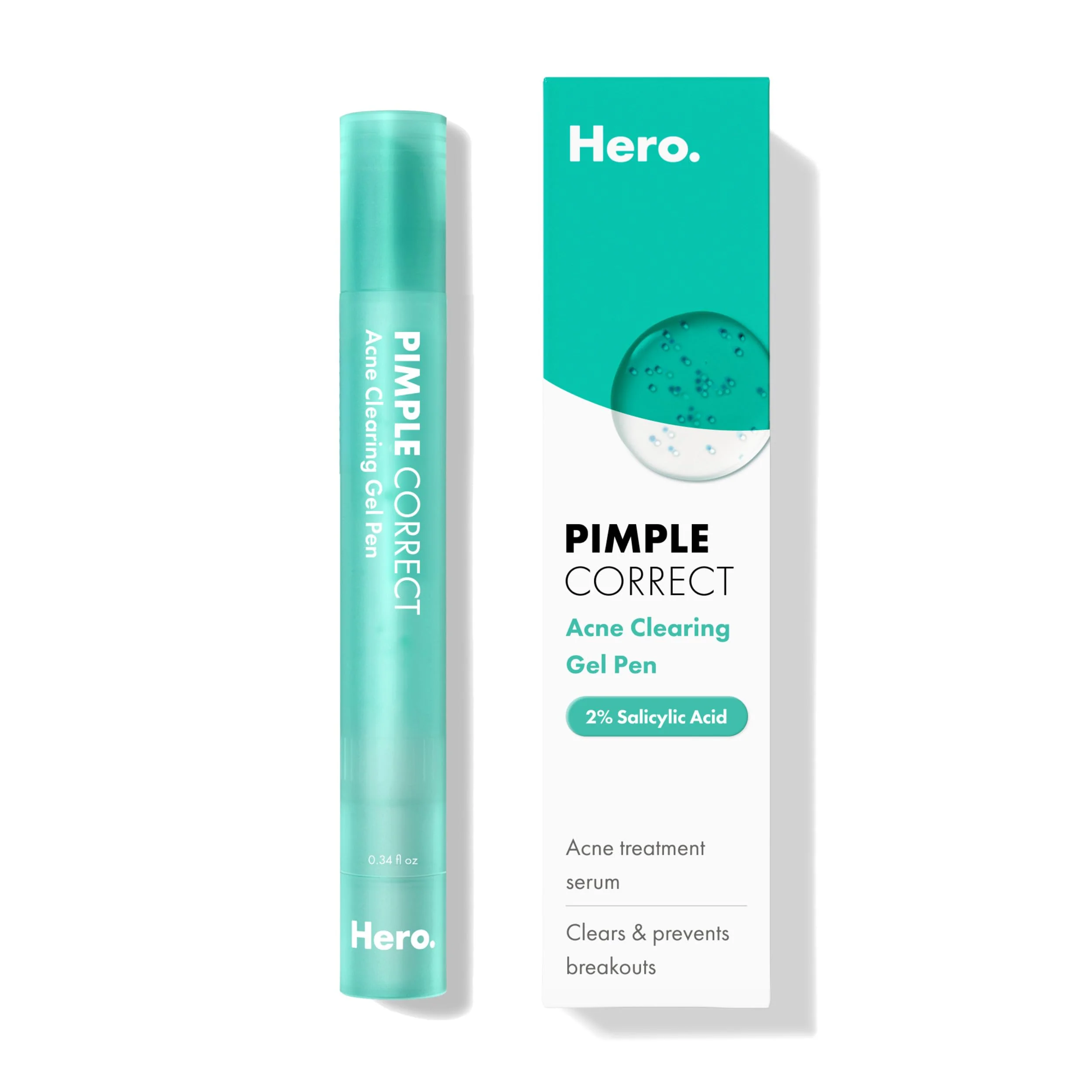 High-Performance Hero Cosmetics Pimple Correct Acne Clearing Gel Pen - Maximum Strength 2 Salicylic Acid Derm-Tested Formula for Current and Future Zits 1 Count Organic