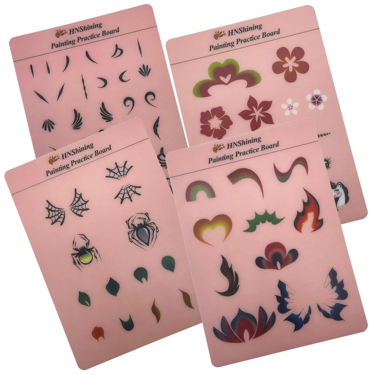 Recyclable HNShining Face and Body Paint Practice Board With Various Patterns - Reusable Exercise Template and Skill Sheet Fashionable