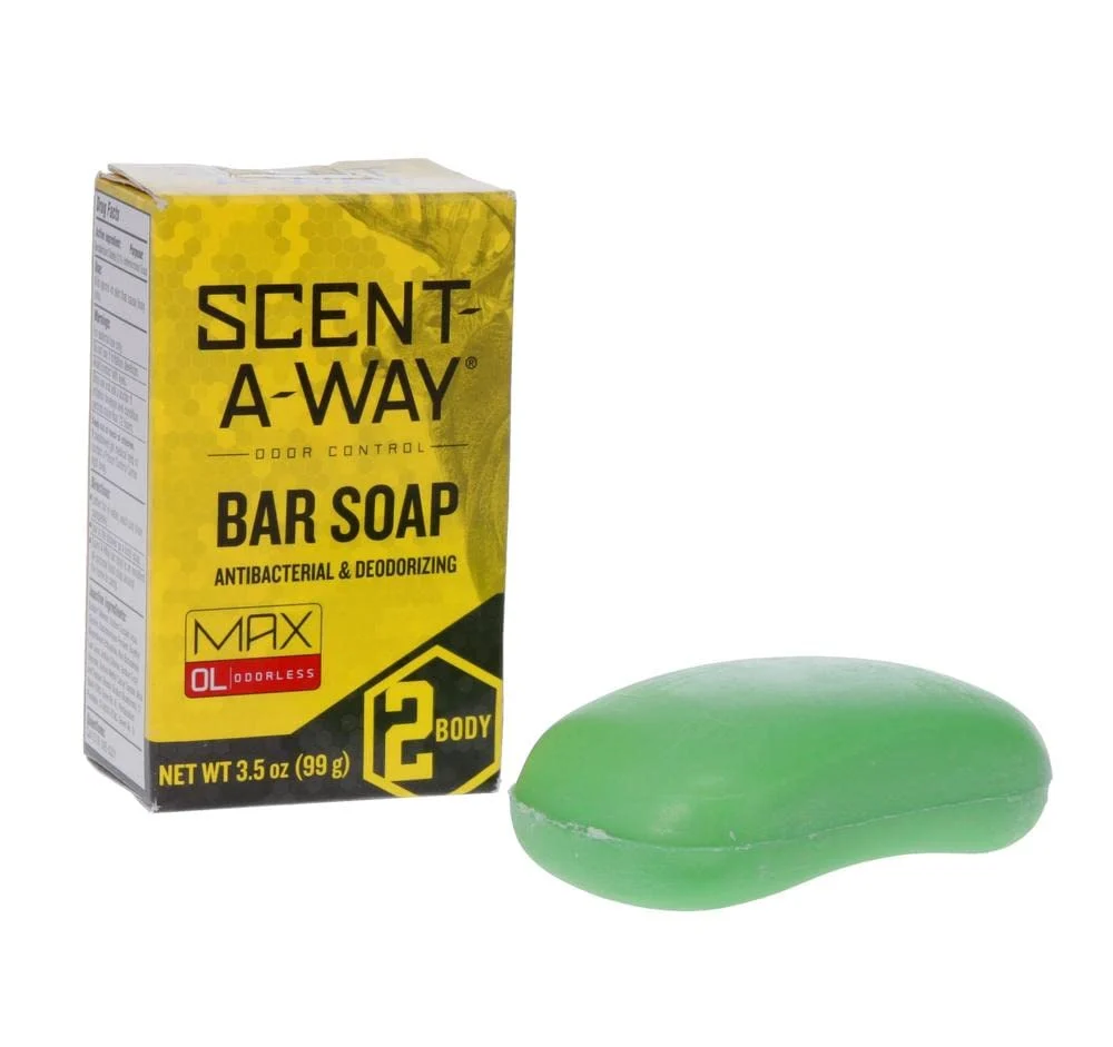 Enhanced Hunters Specialties Scent-A-Way MAX Bar Body Soap - Hunting Odorless Green Soap Scent Eliminator for Hunters Trappers Anglers and Campers - 3.5 Oz Sustainable