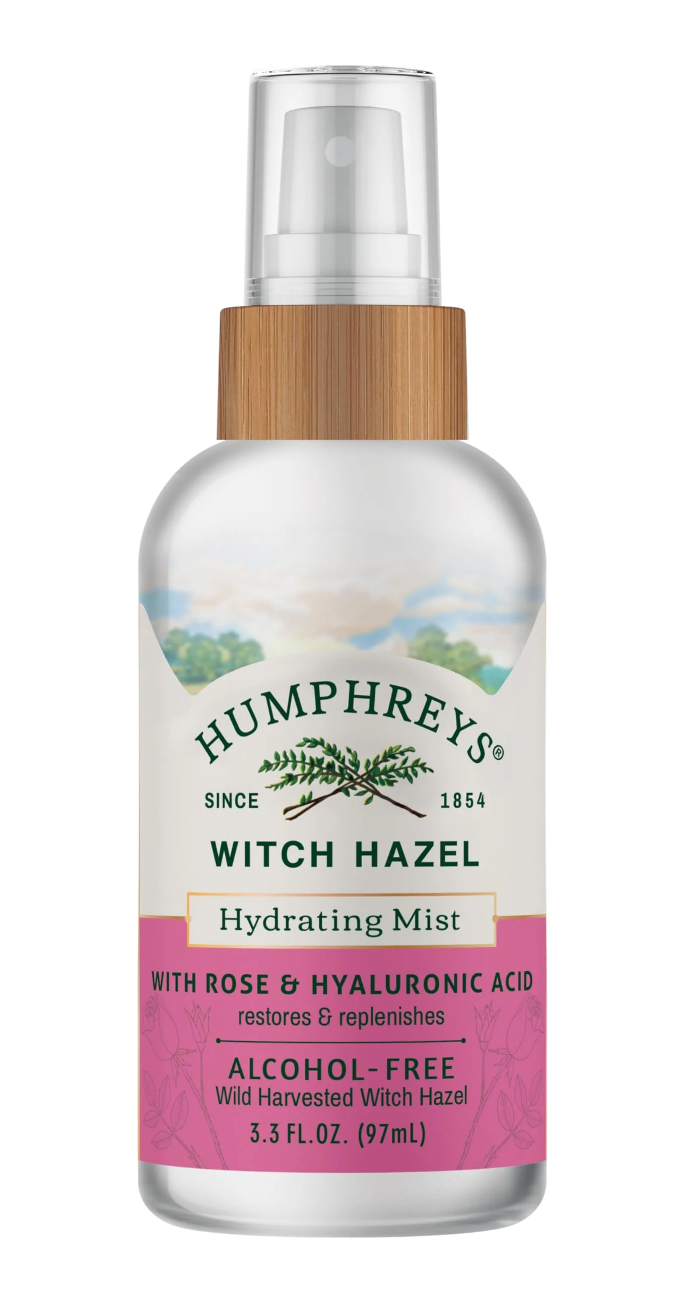 Safe Humphreys Witch Hazel Hydrating Toner Mist Spray Balancing Hydrating Facial Toner Alcohol- Wild Harvested Witch Hazel Soothing Rose Classic