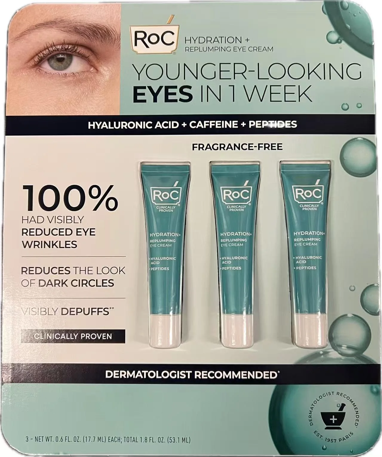 World-Class Hydrate and Plump Eye Cream 0.6 oz 3-pack Efficient