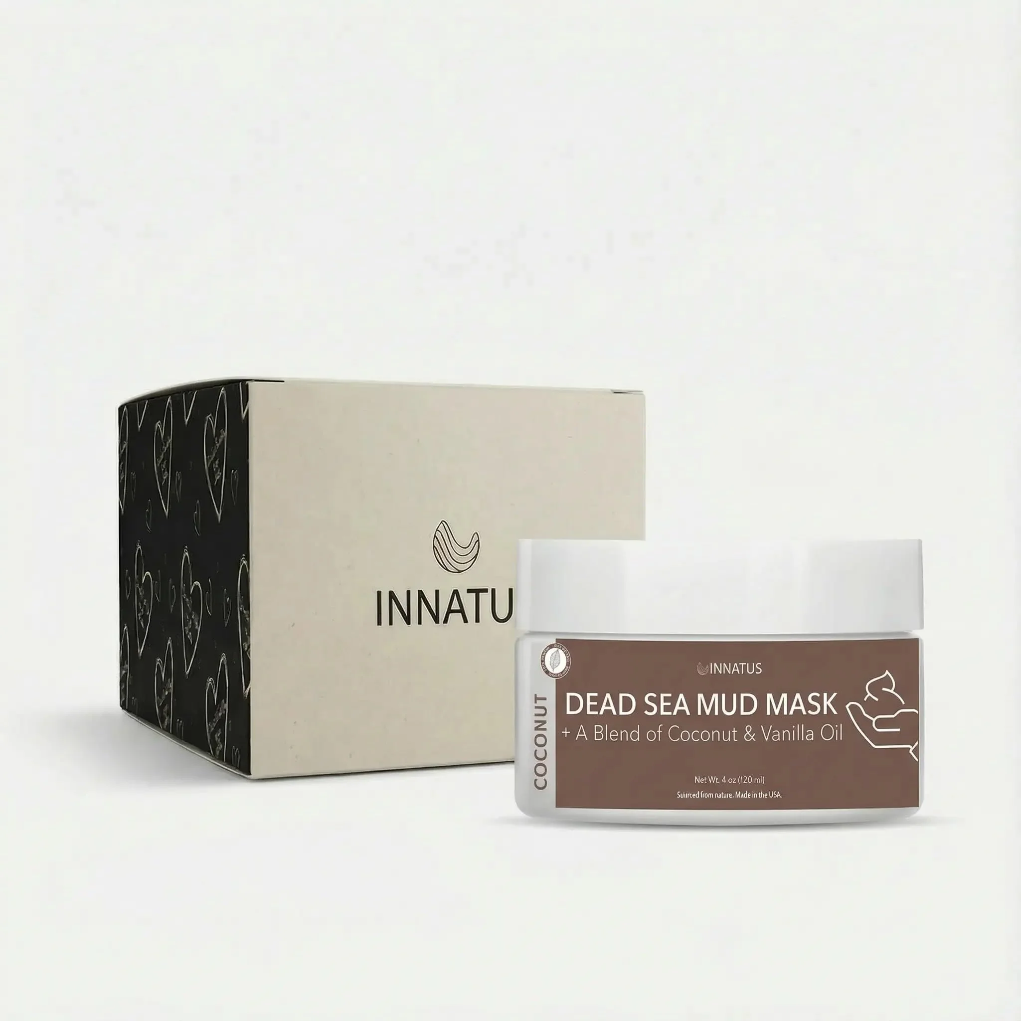 Authentic INNATUS Dead Sea Mud Mask with Agave Coconut Oil - 4oz Detoxifying Hydrating Face Mask - Purifies Skin Controls Acne While Nourishing with Coconut First-Class