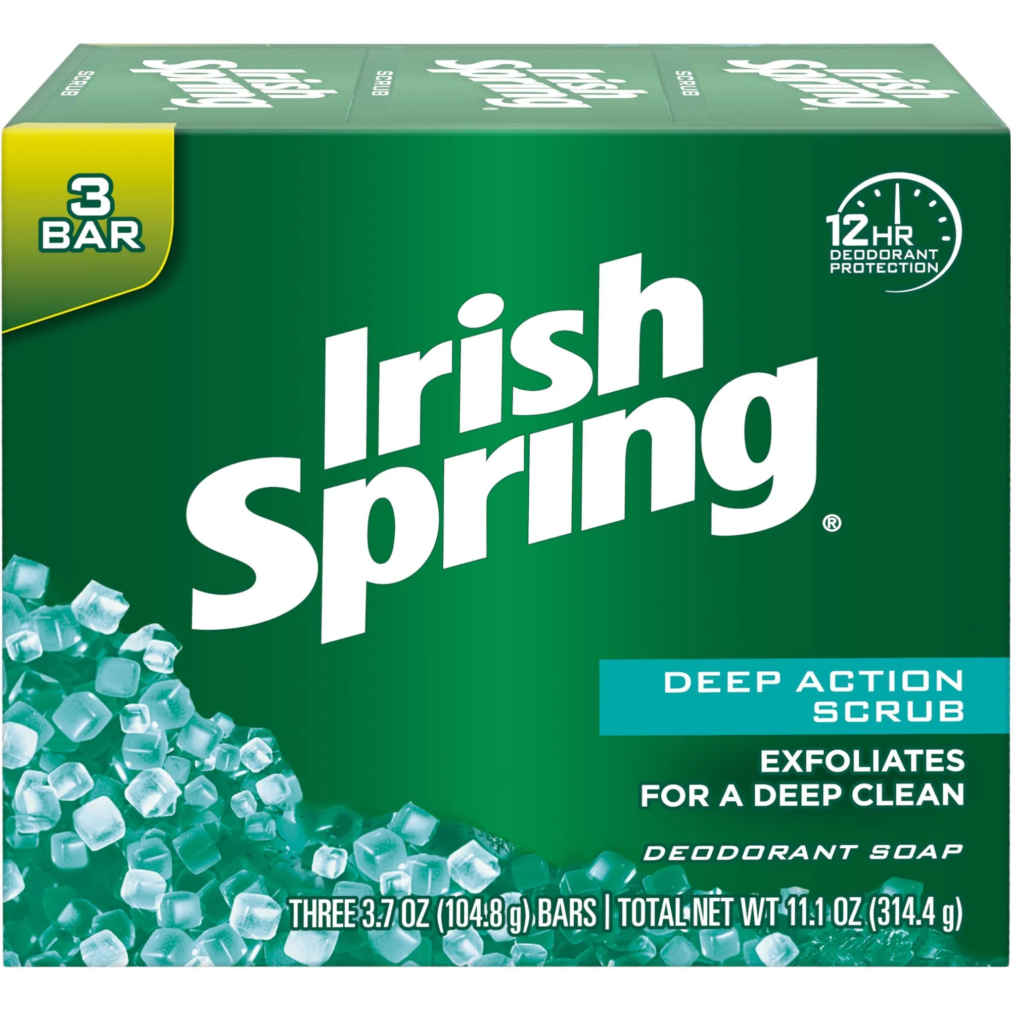 Healthy Irish Spring Deep Action Scrub Deodorant Soap by 3 Count Fresh 11.1 Oz Packaging may Vary Contemporary