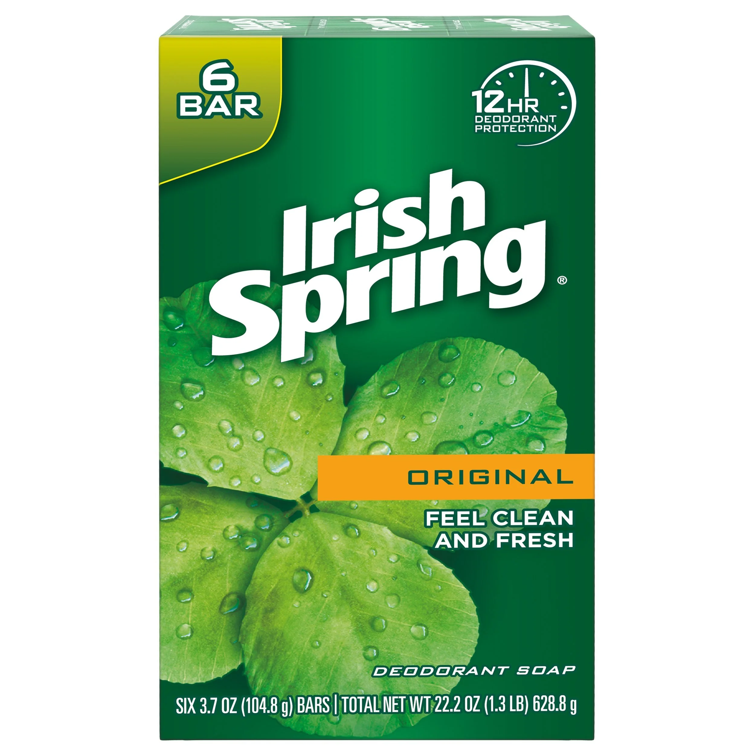Top-Quality Irish Spring Deodorant Soap 3.75 Ounce 6 Bar Certified