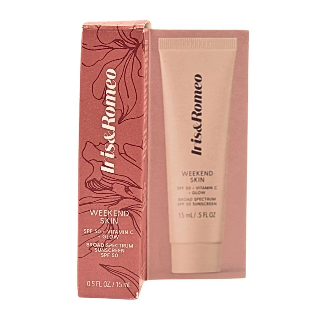 Enhanced IRIS ROMEO Mini Weekend Skin SPF 50 Instant Glow Tinted Mineral Sunscreen with Vitamin C Niacinamide Carefully Designed