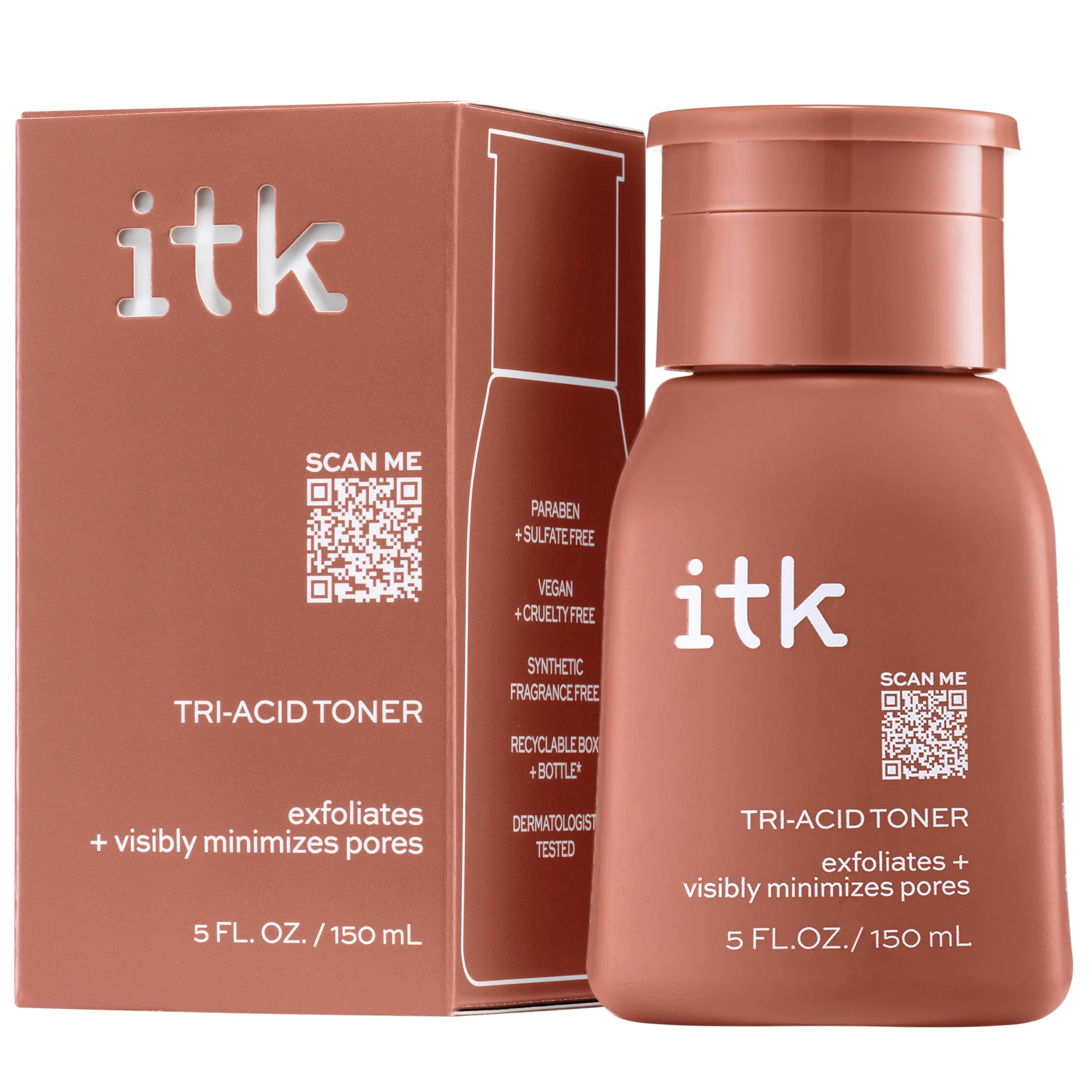 Fashionable ITK Tri-Acid Facial Toner with AHA BHA PHA Niacinamide - Exfoliate Face Minimize Pores - Salicylic Lactic Acid - Brighten Dark Spots Glow 5 Quality