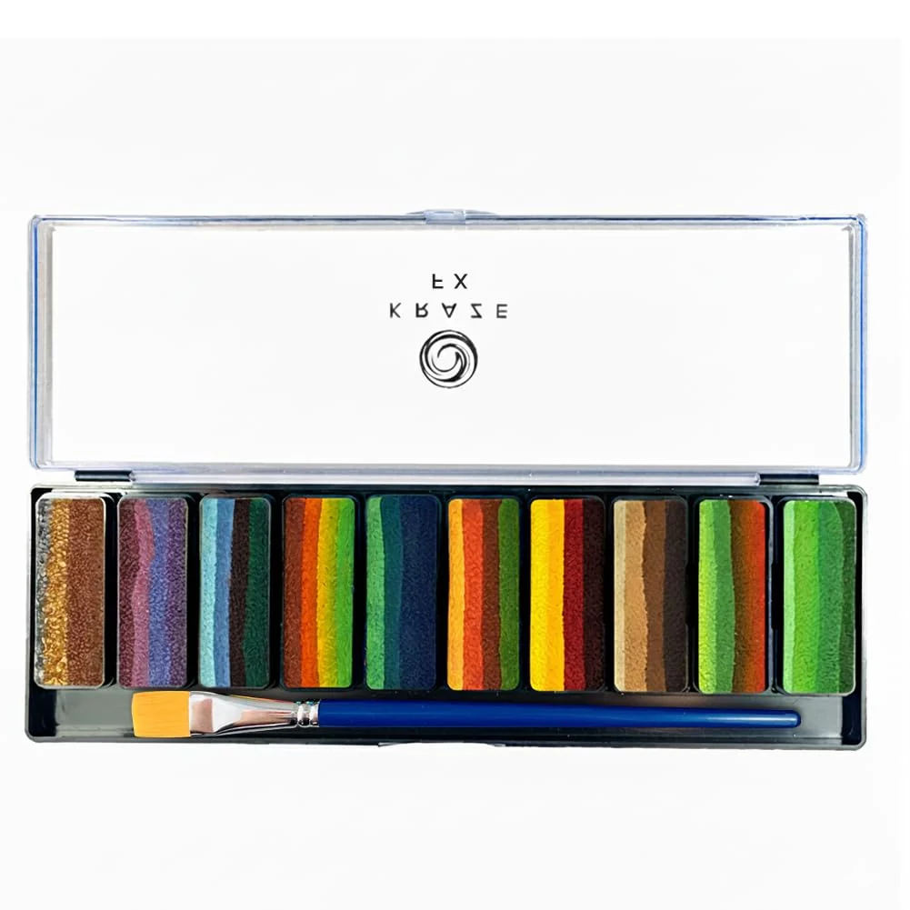 Practical Kraze FX Peaks Face Paint Palette by Tamina Mohammed - 10 Colors Professional Split Cake Set - 3 4 Travel Size Cakes - Metallic Earth Tones Prestigious