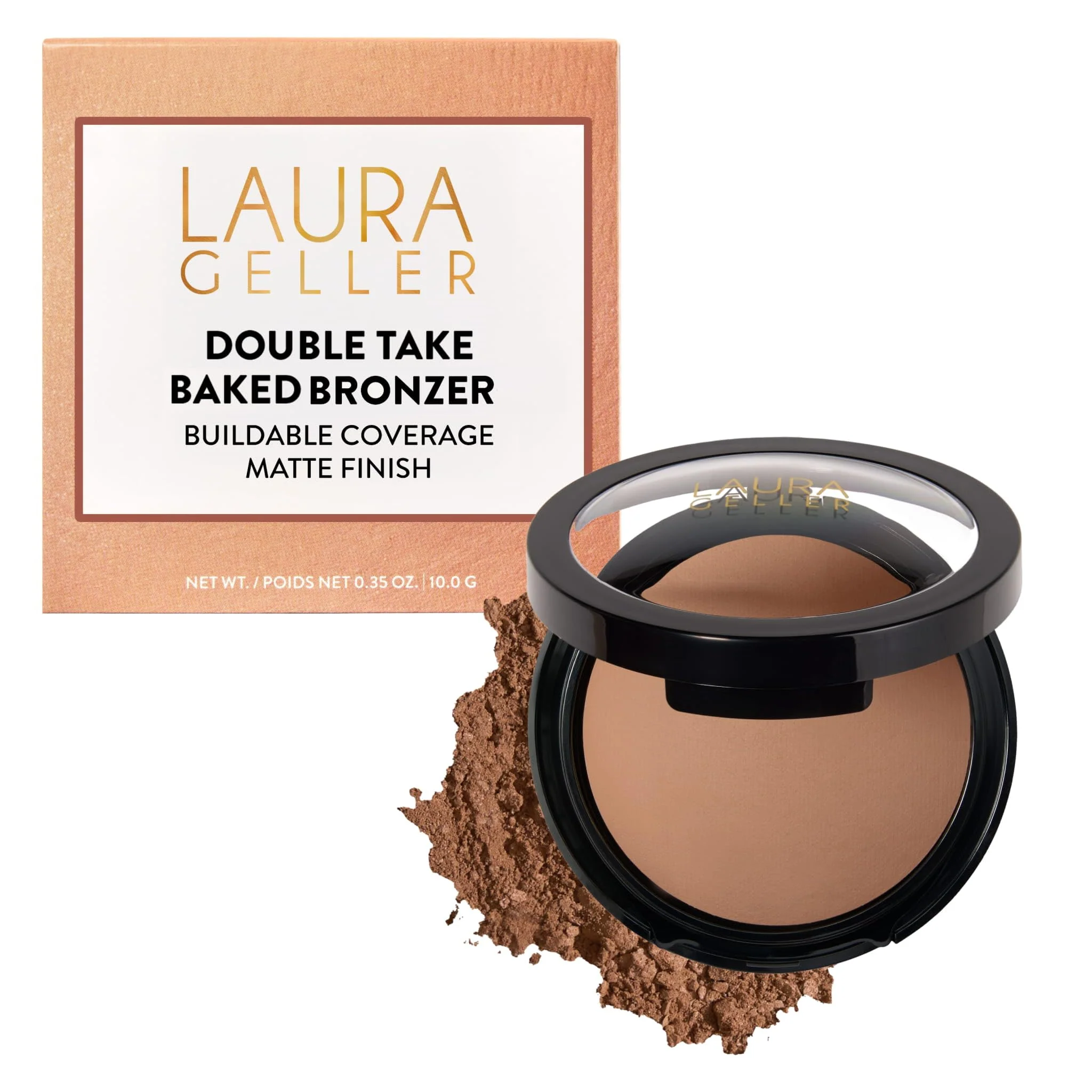 LAURA GELLER NEW YORK Double Take Baked Bronzer for Mature Skin Medium Matte Bronzing Powder for Natural-Looking Warmth Soft Contour Buildable Consistent