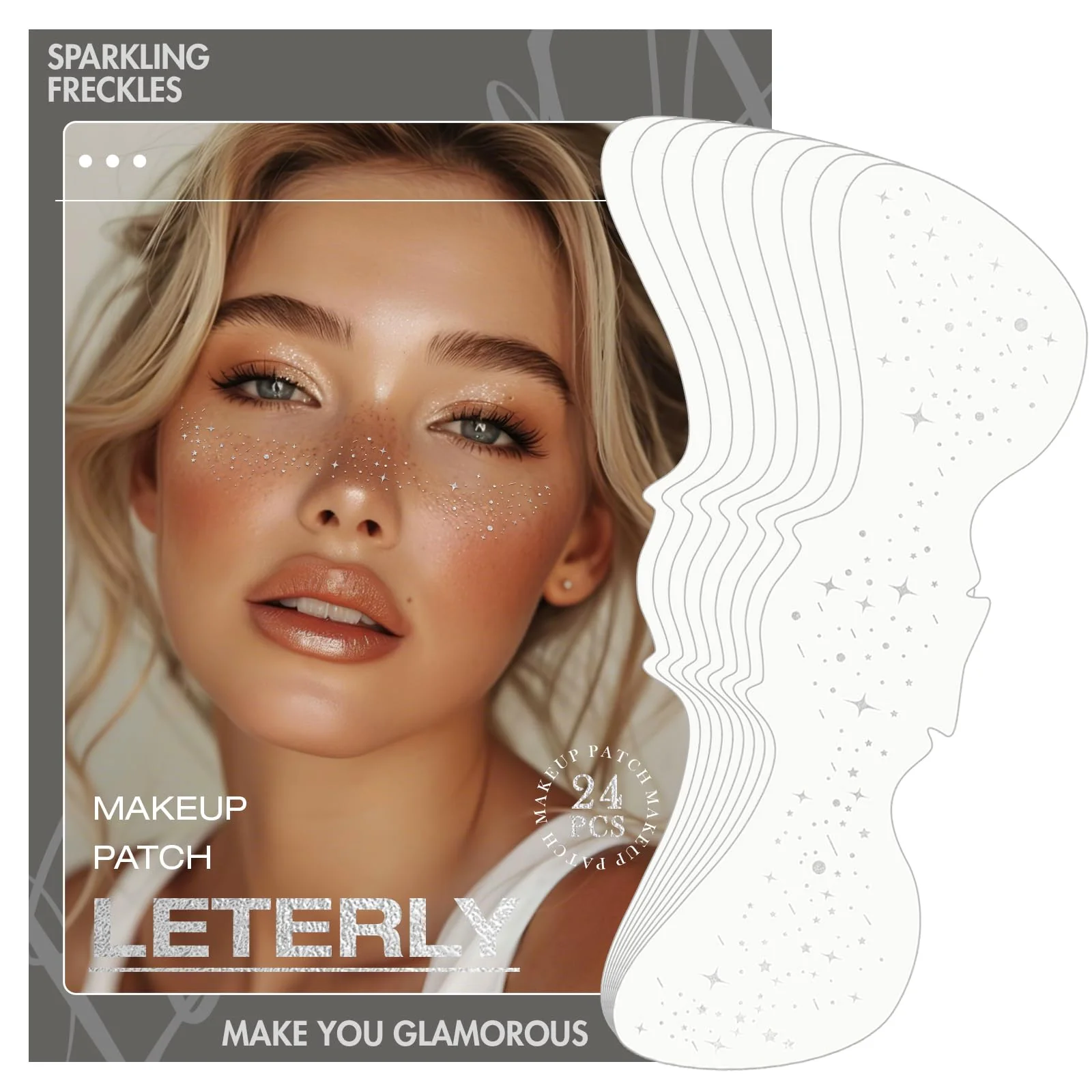 User-Friendly Leterly 24 Pcs Glitter Freckles Face Tattoo Silver Face Glitter Makeup Patches Cute Sparkle Freckles Patches Waterproof Makeup Speckles for Face Excellent