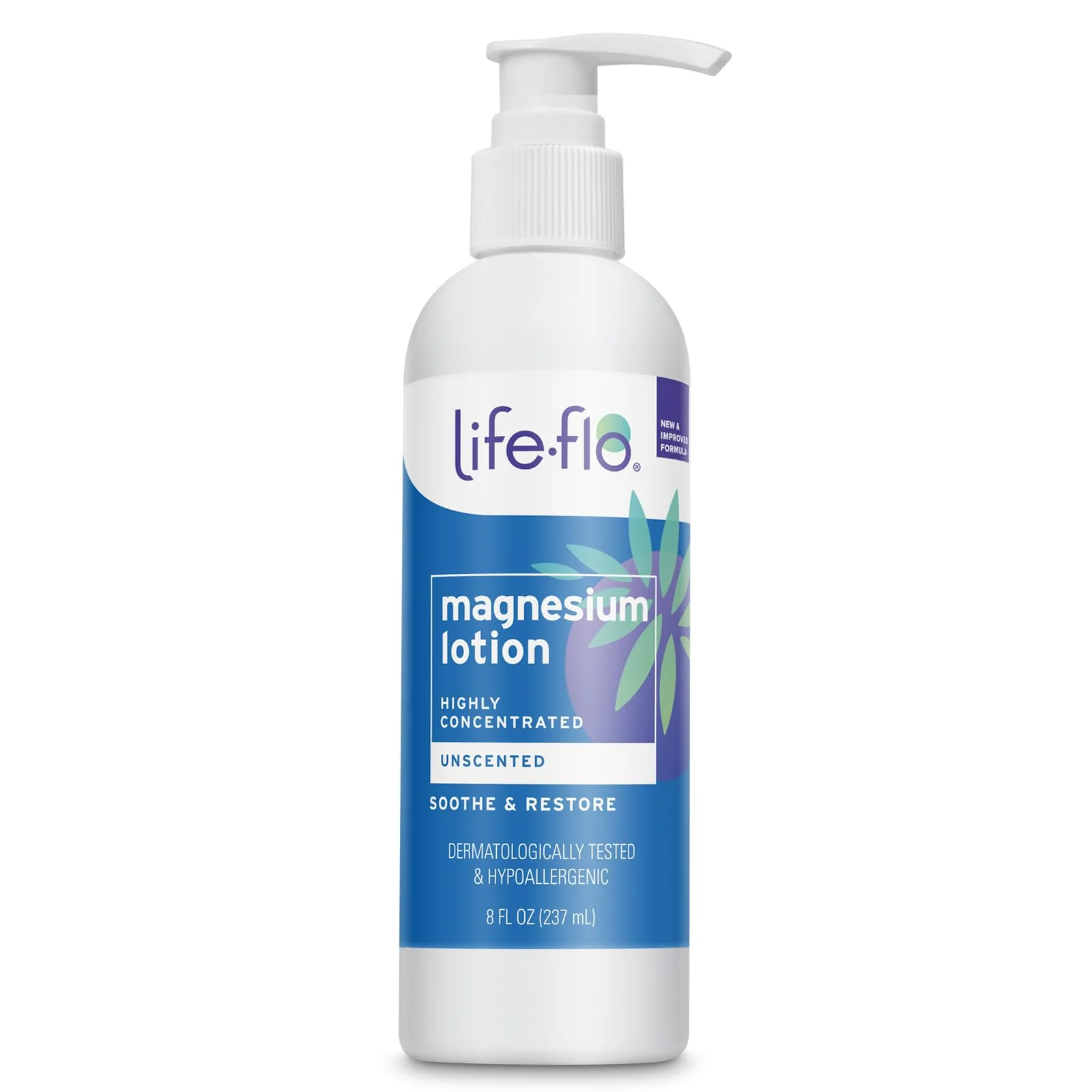 Green LIFE-FLO Unscented Magnesium Lotion - Highly Concentrated Magnesium Lotion for Kids and Adults - Soothes Overworked Muscles Joints When Massaged into Durable