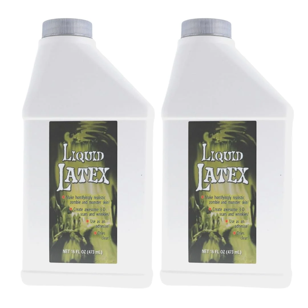 Consistent Liquid Latex for Special Effects 2 Pack Set 16 Oz EACH Skin-Safe Dries Clear Easy Application for Halloween Cosplay Zombie SFX and Movie Fashionable