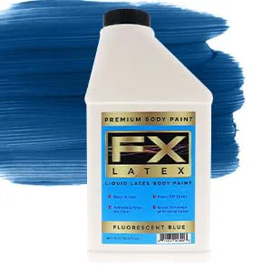 Green Liquid Latex Fashions- Ammonia Natural Face paint for Kids and Adults I for Artwork School Plays Cosplays and Concerts Fluorescent Blue Eco-Friendly
