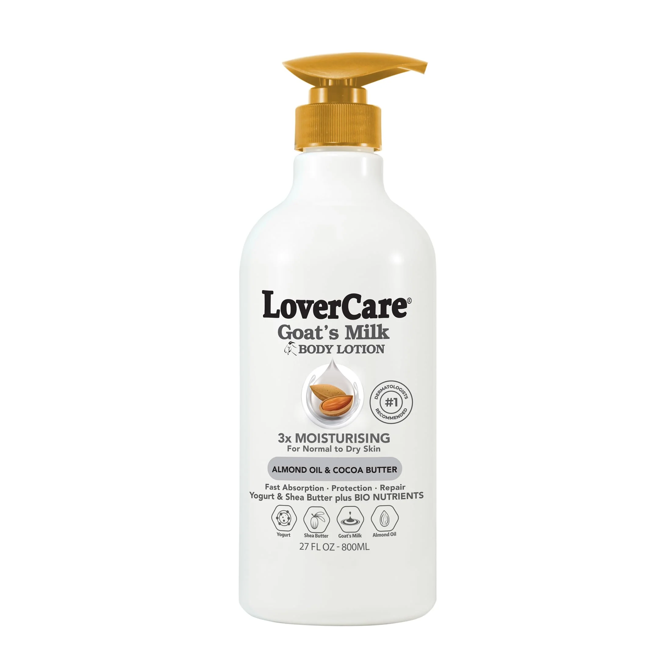 Efficient Lovercare Goat Milk Body Lotion for Dry Skin Almond Oil Cocoa Butter 27.05oz 800ml - Single… Eco-Friendly