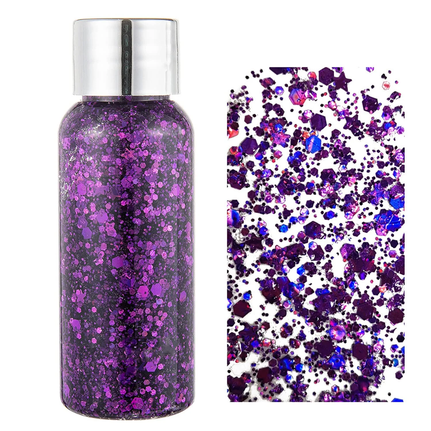 Eco-Friendly MAEPEOR Chunky Face Body Glitter Gel 19 Colors Mermaid Sequins Holographic Body Glitter Gel Long-Lasting Festival Makeup Glitter Paint for Face Body Luxury
