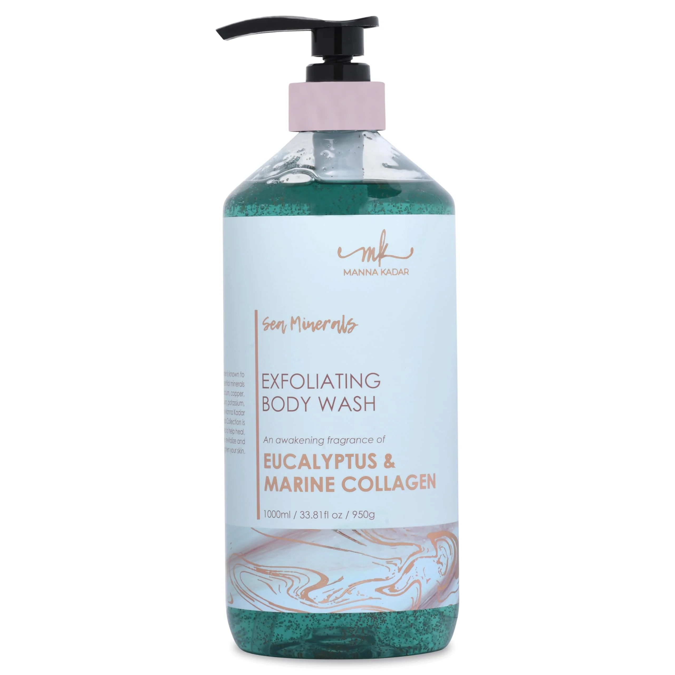 Original Manna Kadar Beauty Dead Sea Minerals Exfoliating Body Wash Eucalyptus Marine - Body Wash Shower Gel Moisturizing Scrub Brighten Dull Skin Contemporary