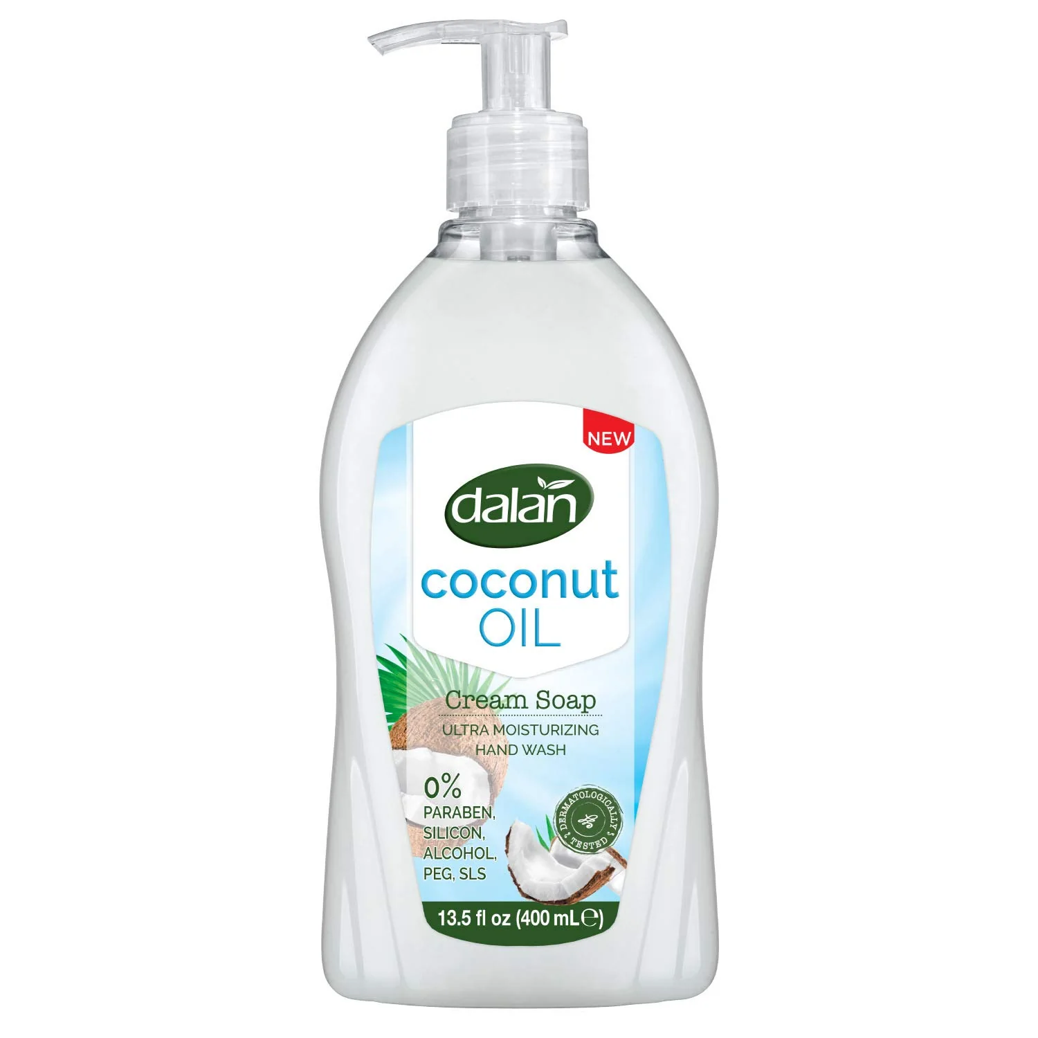 High-Grade Dalan Coconut Oil Cream Ultra Moisturizing Liquid Hand Soap for Normal and Dry Hands Fresh Clean and Soft Feeling 13.5 Fl Oz 400 mL Pack of 1 Fine