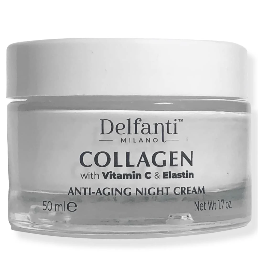 Artisan Delfanti-Milano • COLLAGEN with VITAMIN C ELASTIN • Rejuvenating Nourishing • Anti-Aging Night Cream • Face and Neck Moisturizer • Made in Italy Consistent