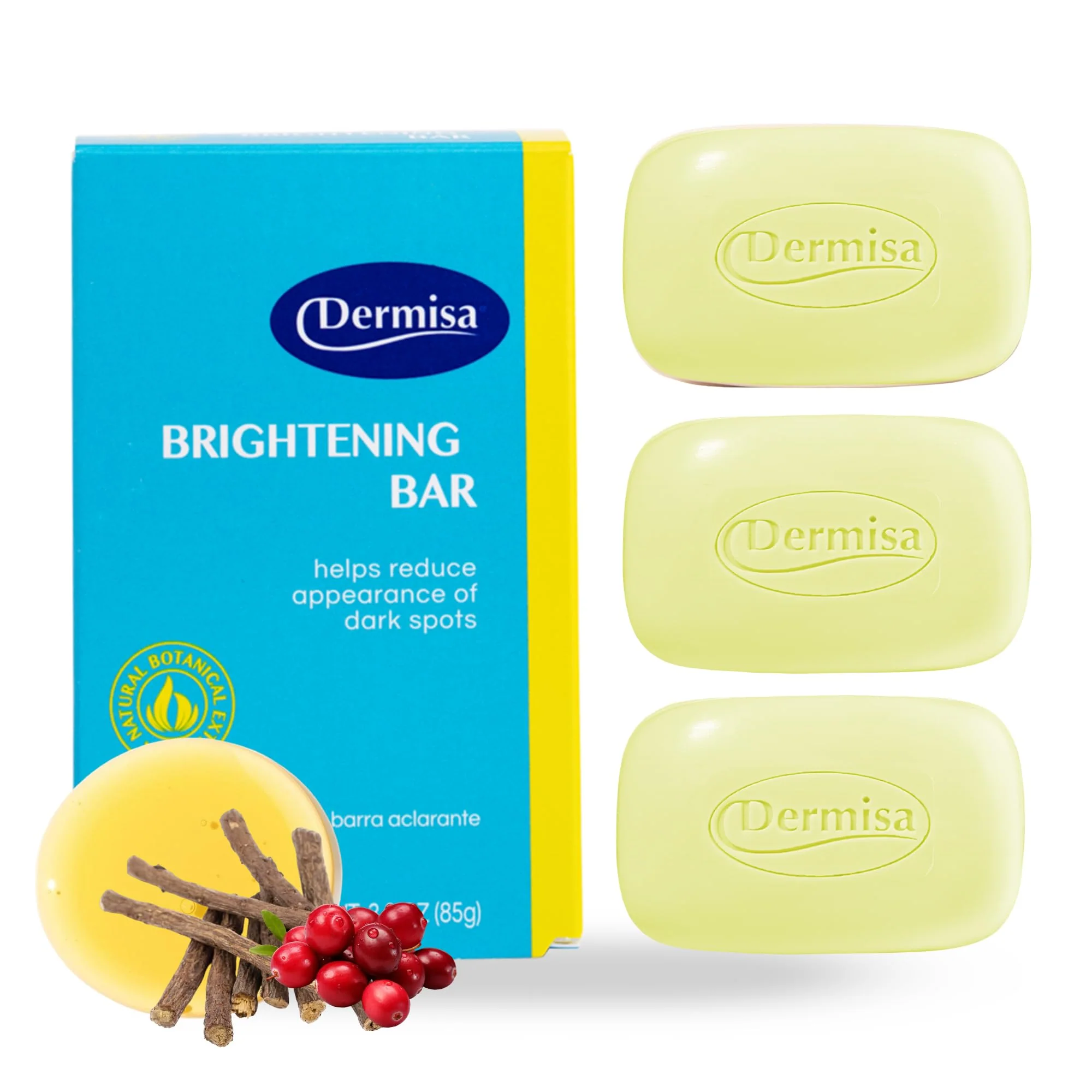 Sustainable Dermisa Brightening Bar Soap with Kojic Acid Licorice and Arbutin Dark Spot Cleansing Soap for Even Skin Tone and Clarity 3.0 oz Pack of 3 Quality