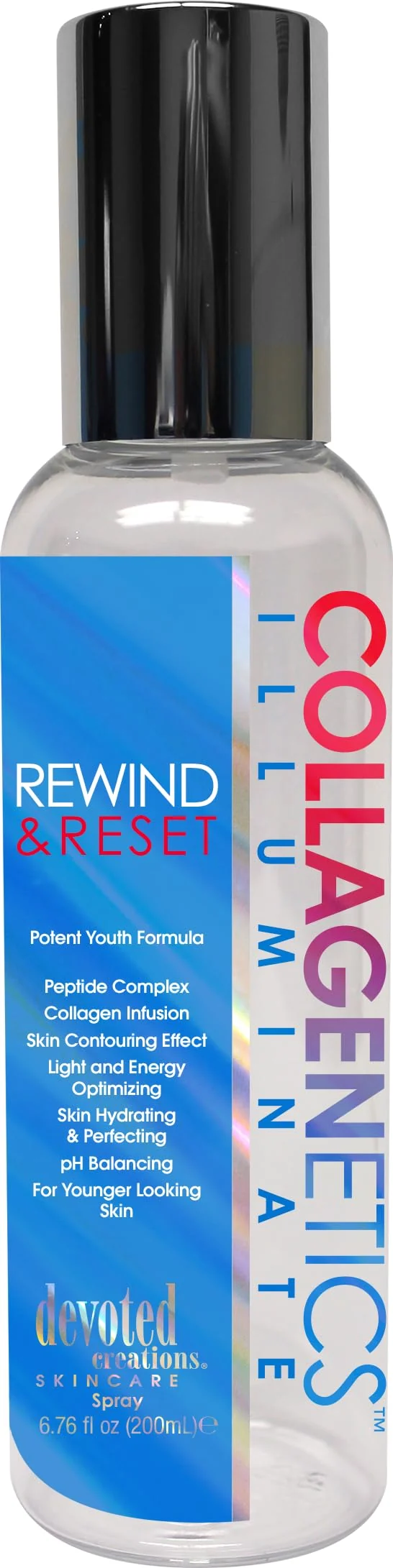 Trusted Devoted Creations Collagenetics Illuminate Rewind Reset - Skin Contouring Hydrating and Energy Optimizing Spray World-Class
