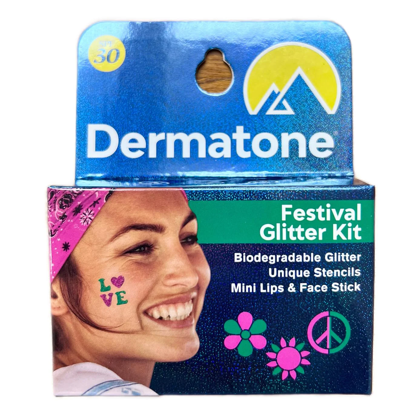 Lightweight Dermatone Festival Glitter Kit Pink Green Biodegradable Glitter for Concerts Festivals Parties Events Includes Face Body Glitter Stencils Carefully Designed