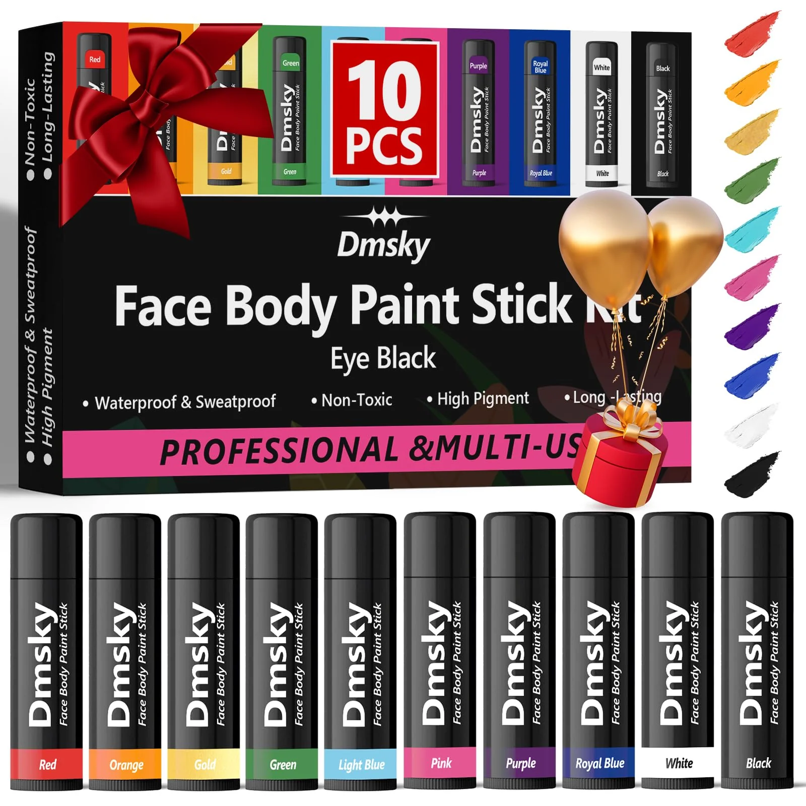Exclusive Dmsky 10 Packs Eye Black Sports Stick for Football Baseball Softball-Anti-Glare Face Body Paint Stick Kit Water-Proof Eye Sports Paint Sticks 10 Superior