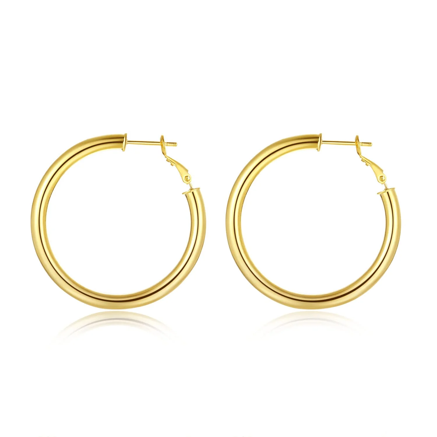 Exclusive Doubnine Tube Hoop Earrings Gold Lightweight Large Earrings Women Fashion Jewelry 50mm gold Effective