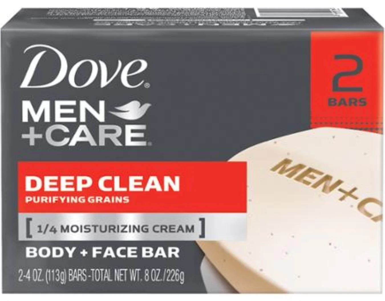 Reliable Dove Men Care Body Face Bar Deep Clean 4.25 oz bars 2 ea 2 Pack Long-Lasting