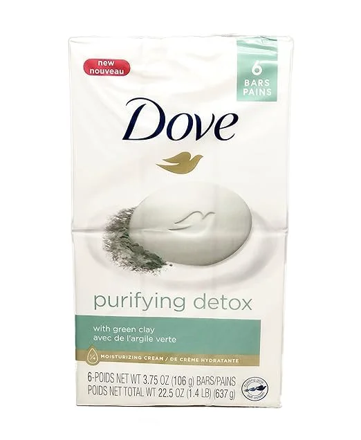 High-Grade Dove Purifying Detox with Green Clay Bar Soap 3.75 oz Pack of 6 Verified