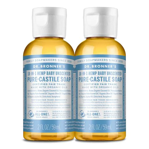 Trusted Dr. Bronner's - Pure-Castile Liquid Soap Baby Unscented 2 ounce 2-Pack - Made with Organic Oils 18-in-1 Uses Face Body Hair Laundry Pets Reliable