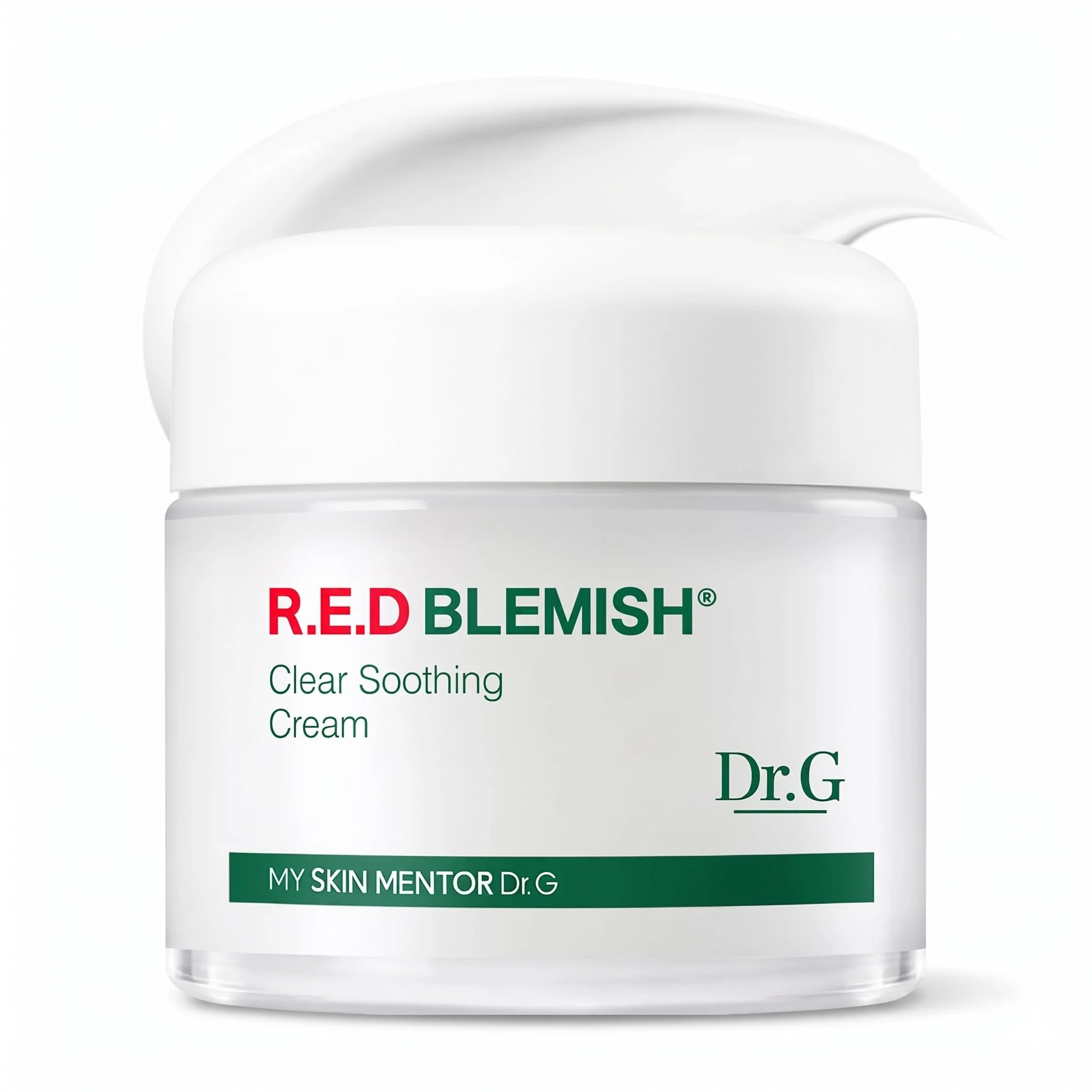 Original Dr. G R.E.D. Blemish Clear Soothing Cream - Calming Korean Moisturizer for Redness - Soothes Acne Irritation - With Centella Asiatica - Long-Lasting Sustainable