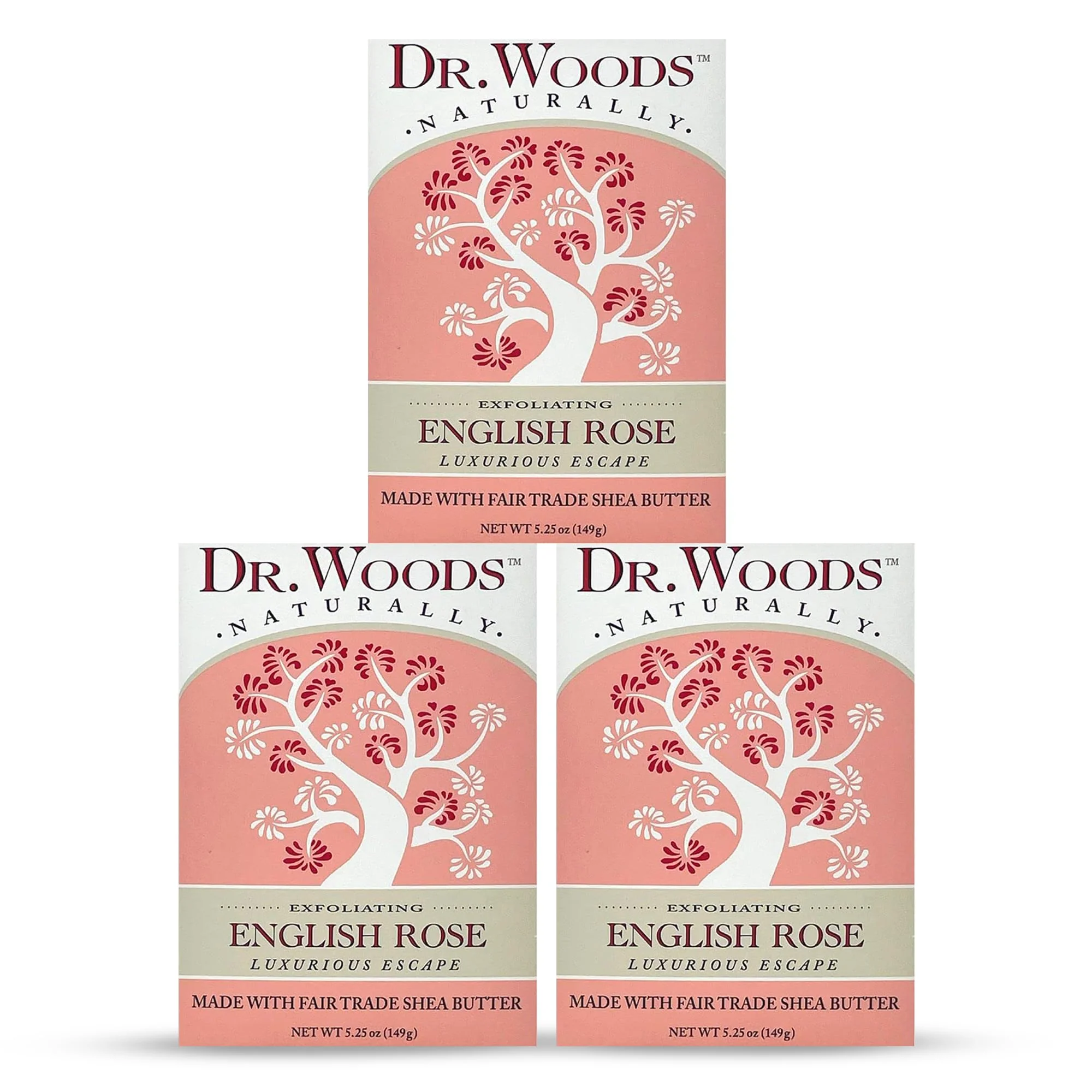 Optimized Dr. Woods English Rose Bar Soap with Organic Shea Butter - Pure Rose Scented Soap for Men and Women Moisturizing and Exfoliating - 5.25 Oz Pack First-Class