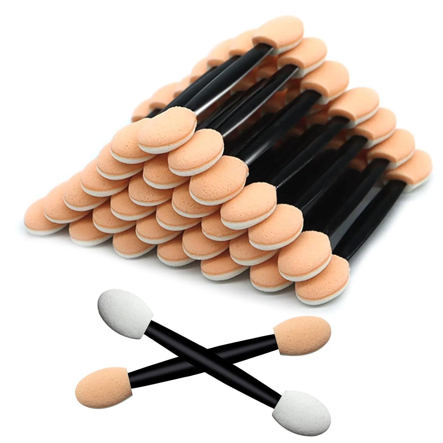 Outstanding Dual Sides Disposable Eyeshadow Applicators 120Pcs Sticks With Sponge Tip 6.2cm 2.4 Inch Brush for Eye Makeup - Women and Girls Refined