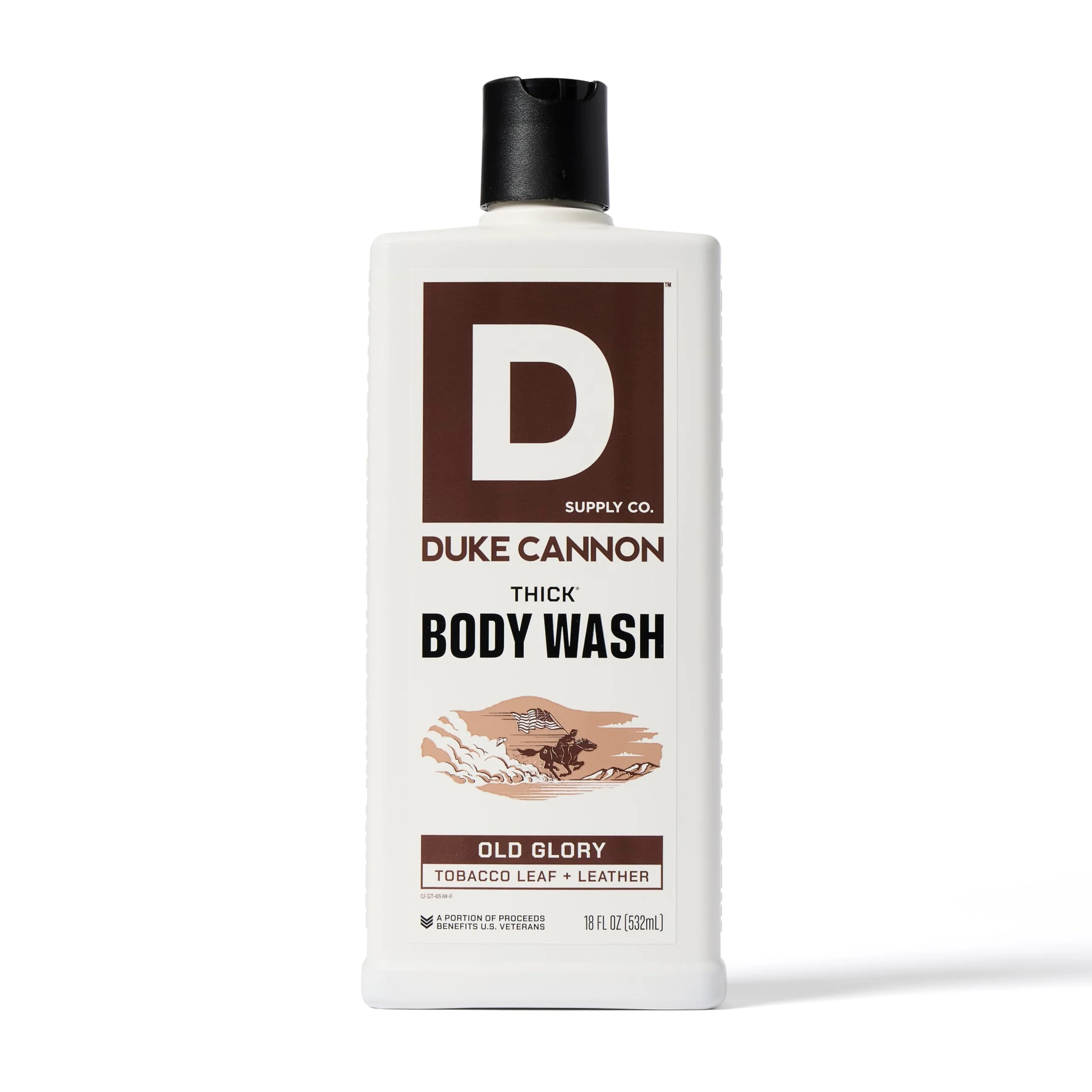 Reusable Duke Cannon Supply Co. Thick High Viscosity Body Wash - 3X Thicker Cleansing Shower and Bath Gel Mineral-Enriched for Men - Tobacco Leaf Leather Elegant