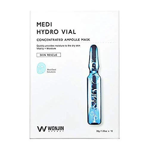 Environmentally Friendly Effect Medi Hydro Vial Mask Concentrated Ampoule Mask Deep Hydration with Hyaluronic Acid Korean Beauty Mask Sheets 10 sheets x 1.05 oz Enhanced