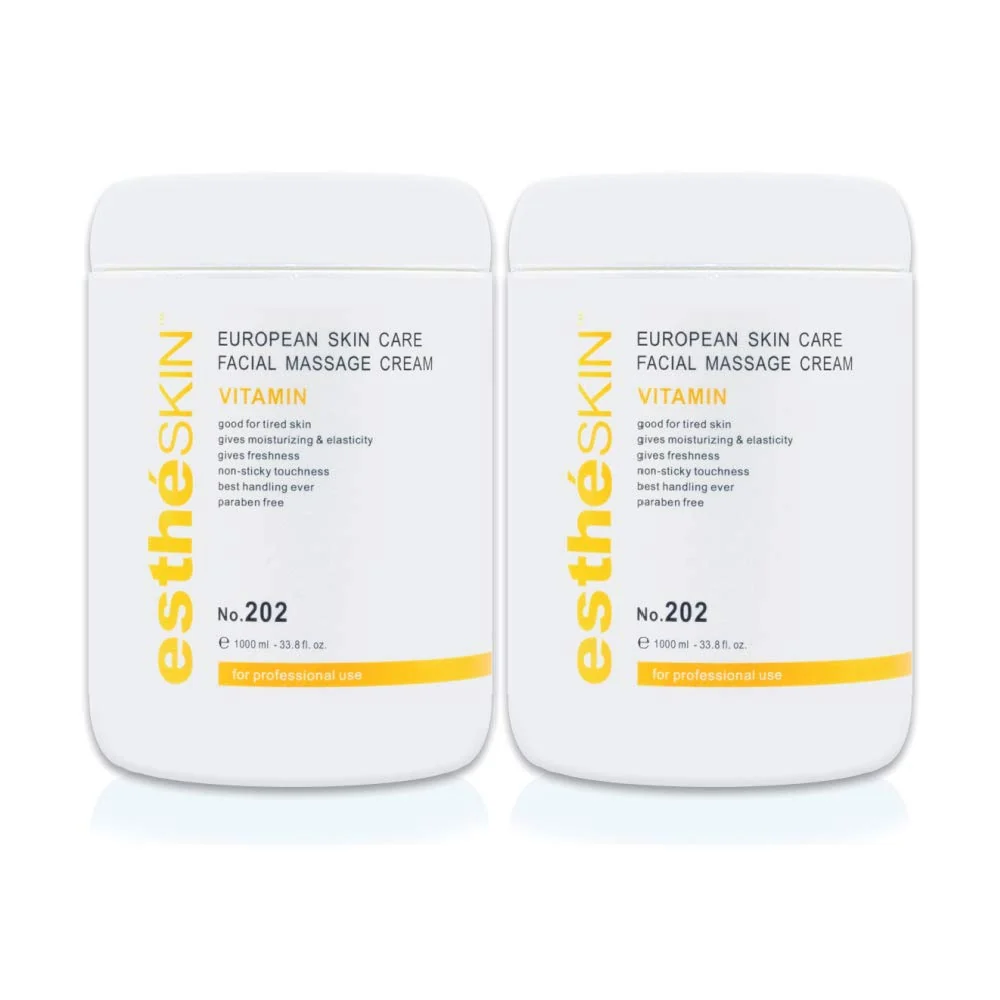 Powerful estheSKIN Facial Massage Cream for European Skin Care 33.8 fl oz 1000 ml Vitamin 2 Pack First-Class