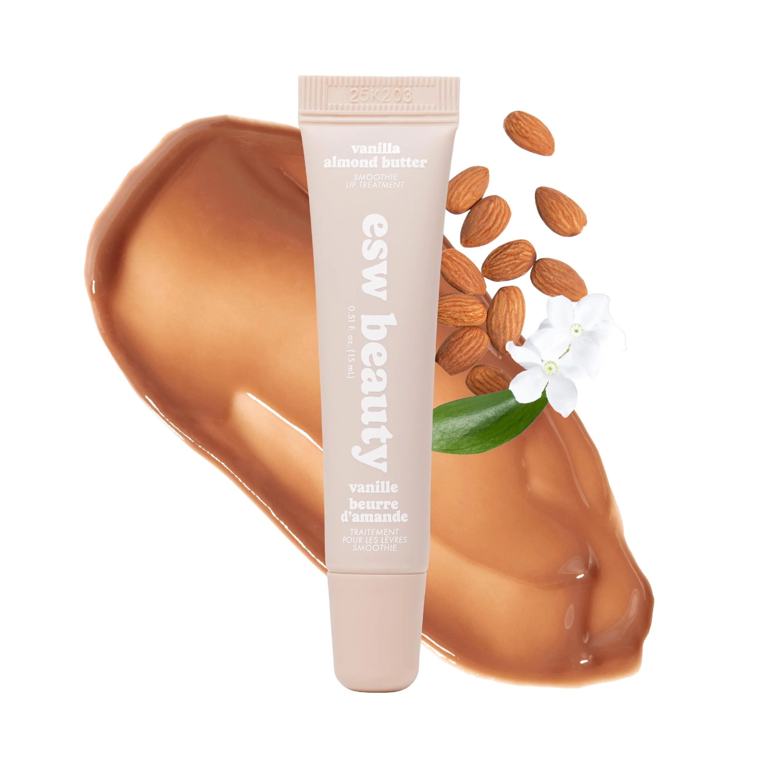 Elite ESW Beauty Vanilla Almond Butter Lip Treatment - Light Caramel Brown Tint with Shea Butter Vitamin E Vanilla Almond for Enhanced Protection Skin Practical