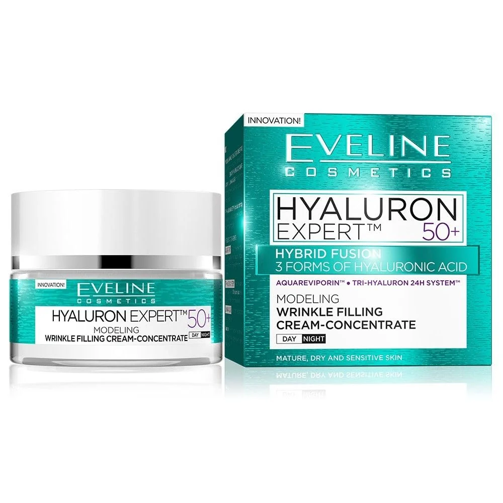 Easy-to-Use EVELINE COSMETICS Biohyaluron 4d Concentrated Face Day and Night Cream for All Skin Types Also Sensitive Deep Wrinkles Reduction Ages 50 and Up Original