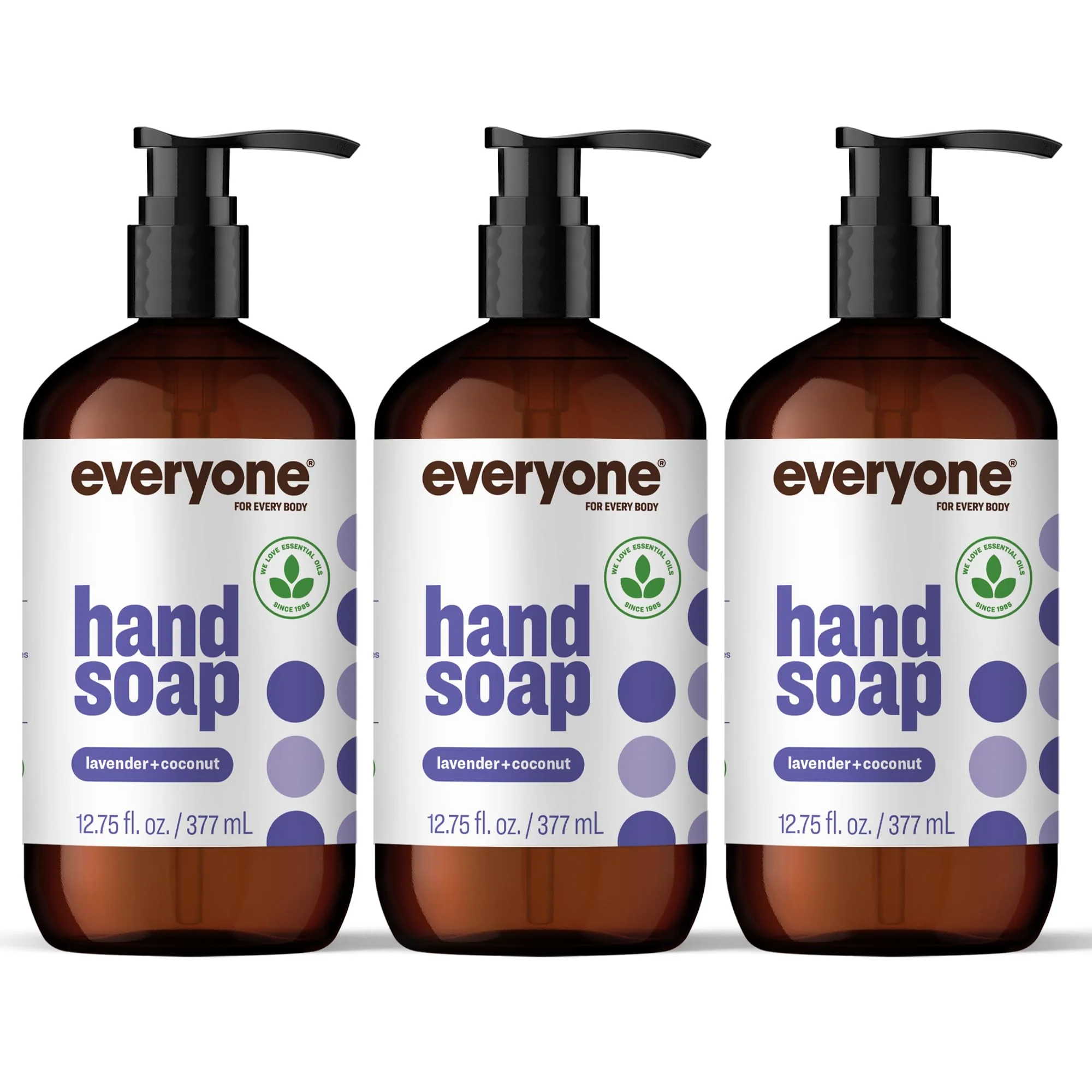 Innovative Everyone Liquid Hand Soap 12.75 Ounce Pack of 3 Lavender and Coconut Plant-Based Cleanser with Pure Essential Oils Original Design