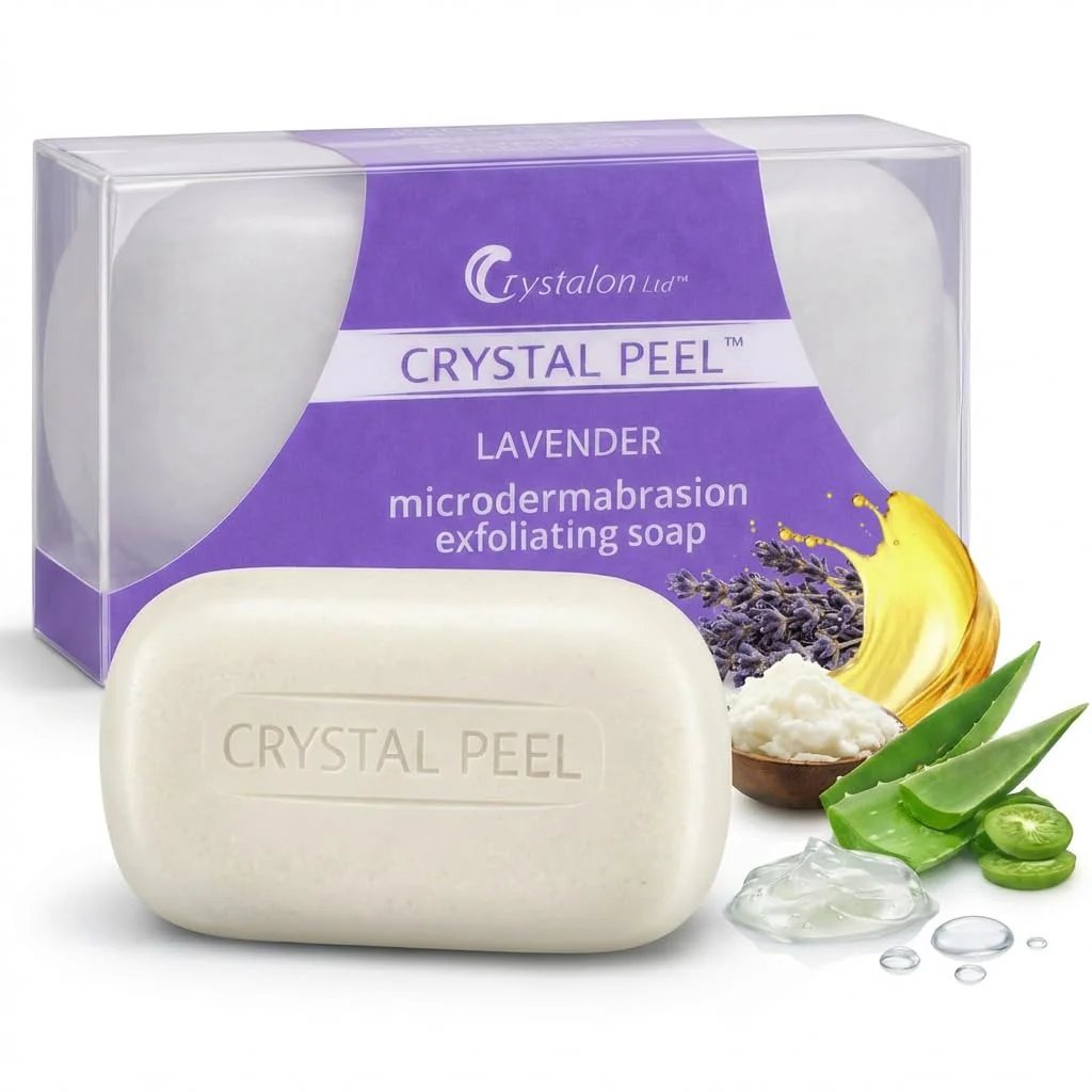 High-Performance Exfoliating Bar Soap for Men Women Crystal Peel Luxury Microdermabrasion Hydrating Exfoliating Body Soap Bar Solid Magnesium Mineral Scrub Pure