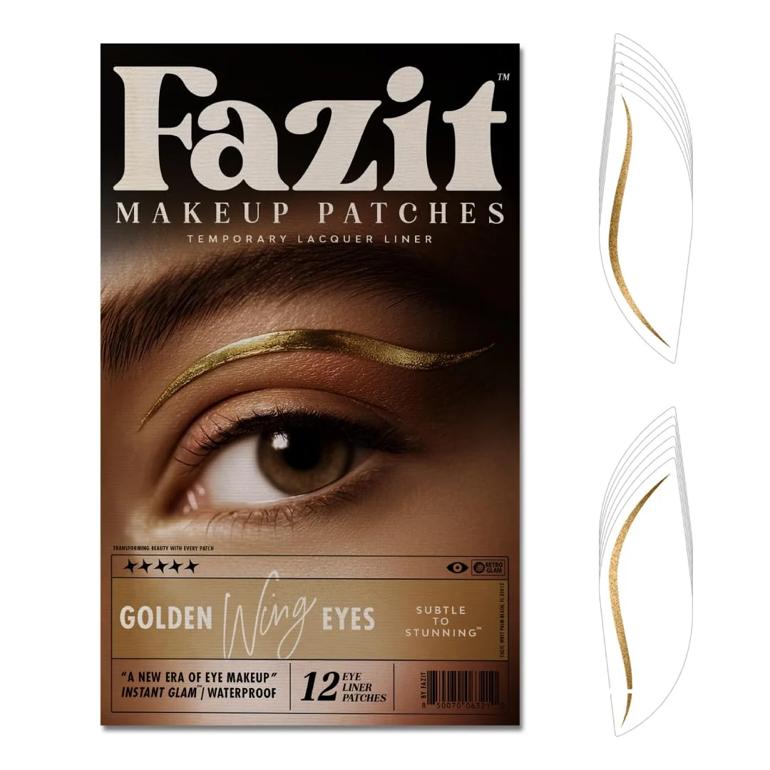 Outstanding Fazit Makeup Patches - Golden Wing Eyes - Glow Up Make-Up Patches - Cute Glitter Makeup Accessories For Women - Cosmetic Glitter For Face Consistent