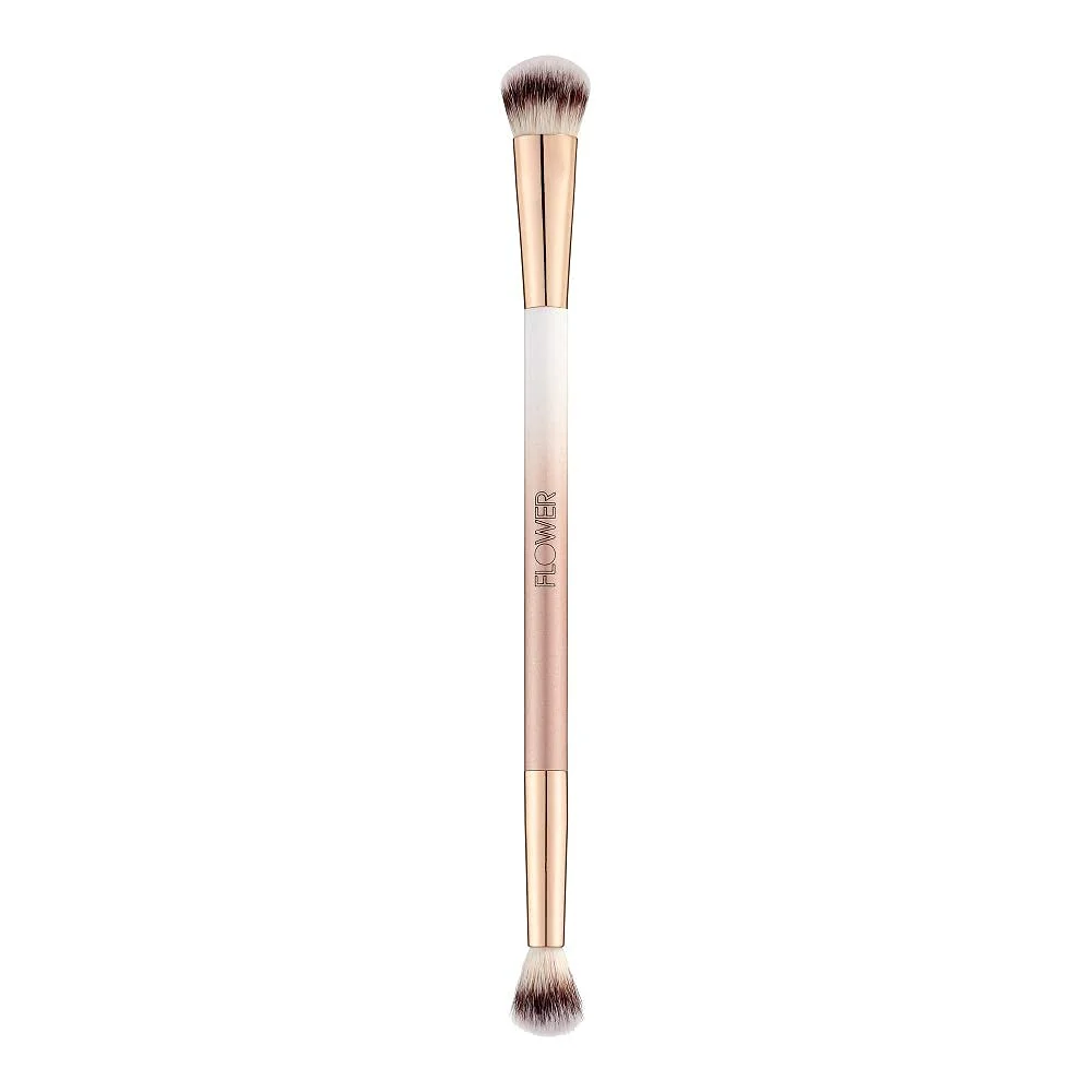 Reusable FLOWER BEAUTY Makeup Brushes Dual Ended Eyeshadow Brush For Even Precise Blending Soft Washable Synthetic Fibers 1 Piece Pure