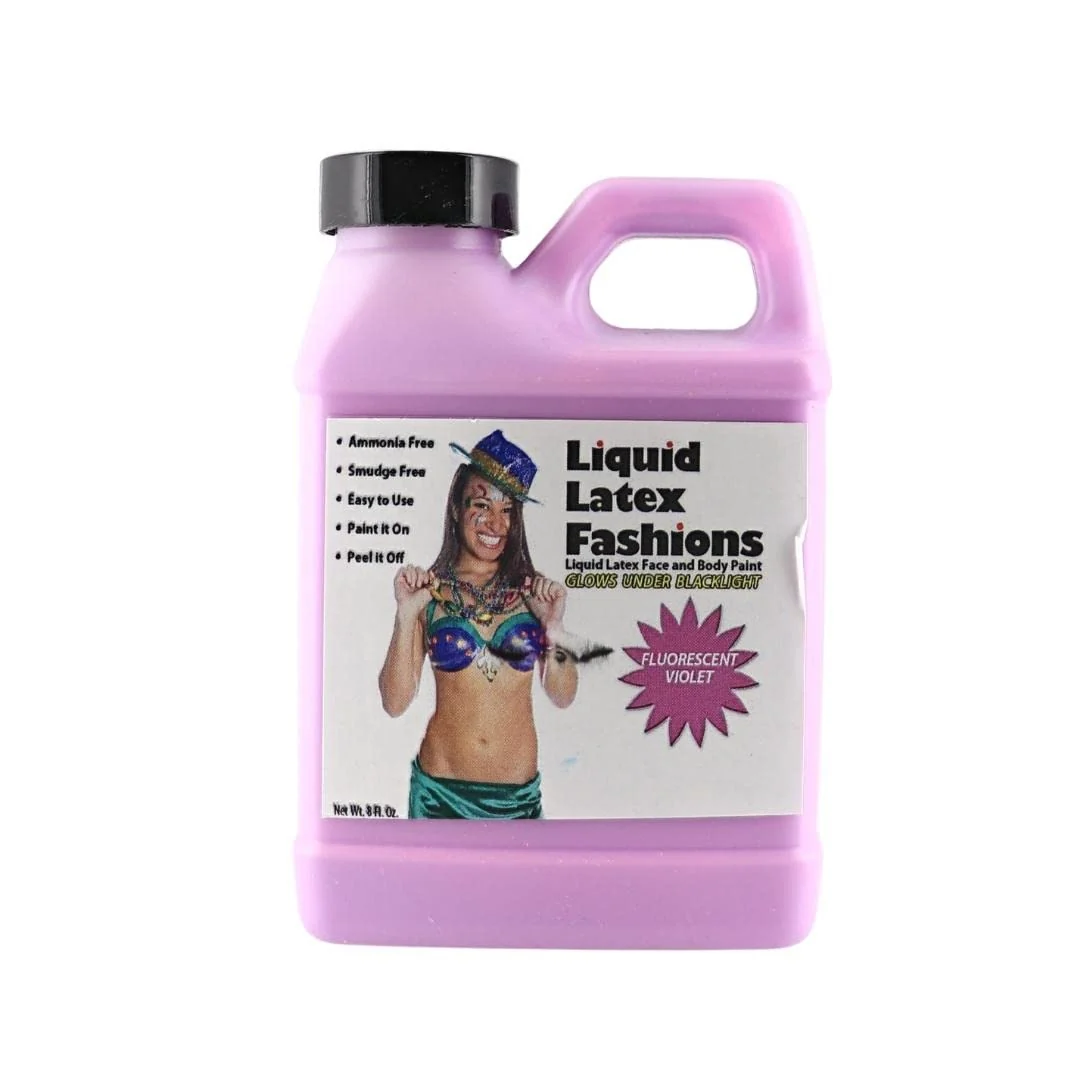 Prestigious Fluorescent Violet 8 Oz - Liquid Latex Face and Body Paint Black Light UV Reactive GLOW Ammonia for Halloween Costume Cosplay Unique