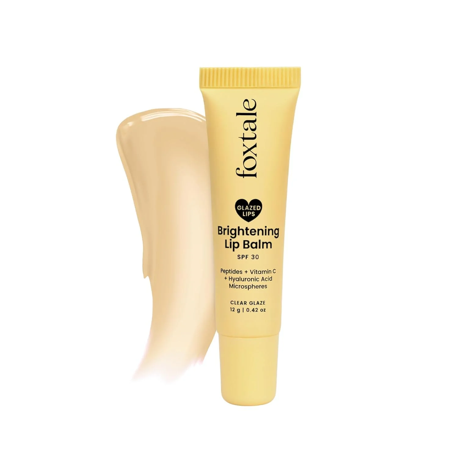 Classic Foxtale SPF 30 Brightening Lip Balm for Dark Lips with Peptides Vitamin C Brightens Hydrates Tinted Lip Balm - Clear Glaze 12gm Exceptional