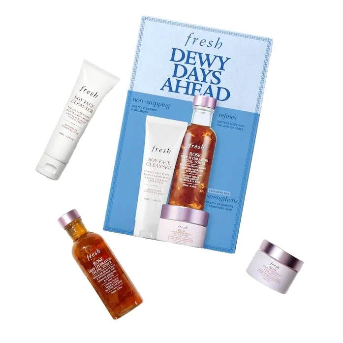 Excellent Fresh Dewy Days Ahead Set - Soy Hydrating Gentle Face Cleanser Rose Hyaluronic Acid Deep Hydration Moisturizer Rose Hyaluronic Acid Deep Original
