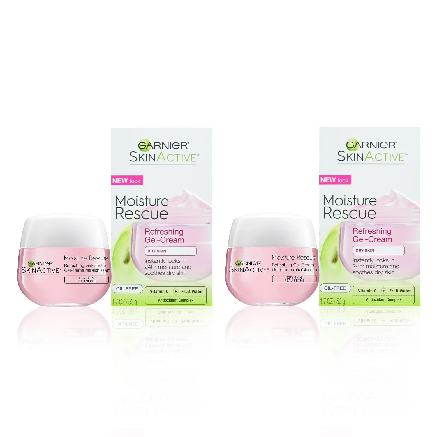 Soft Garnier Moisture Rescue Refreshing Gel-Cream for Dry Skin Oil- 1.7 Oz 50g 2 Count Packaging May Vary Long-Lasting